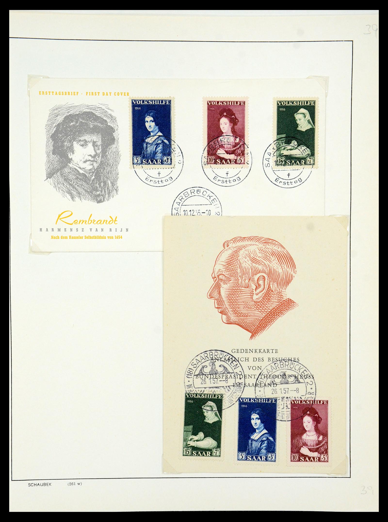 35483 043 - Postzegelverzameling 35483 Saar brieven en FDC's 1948-1959.