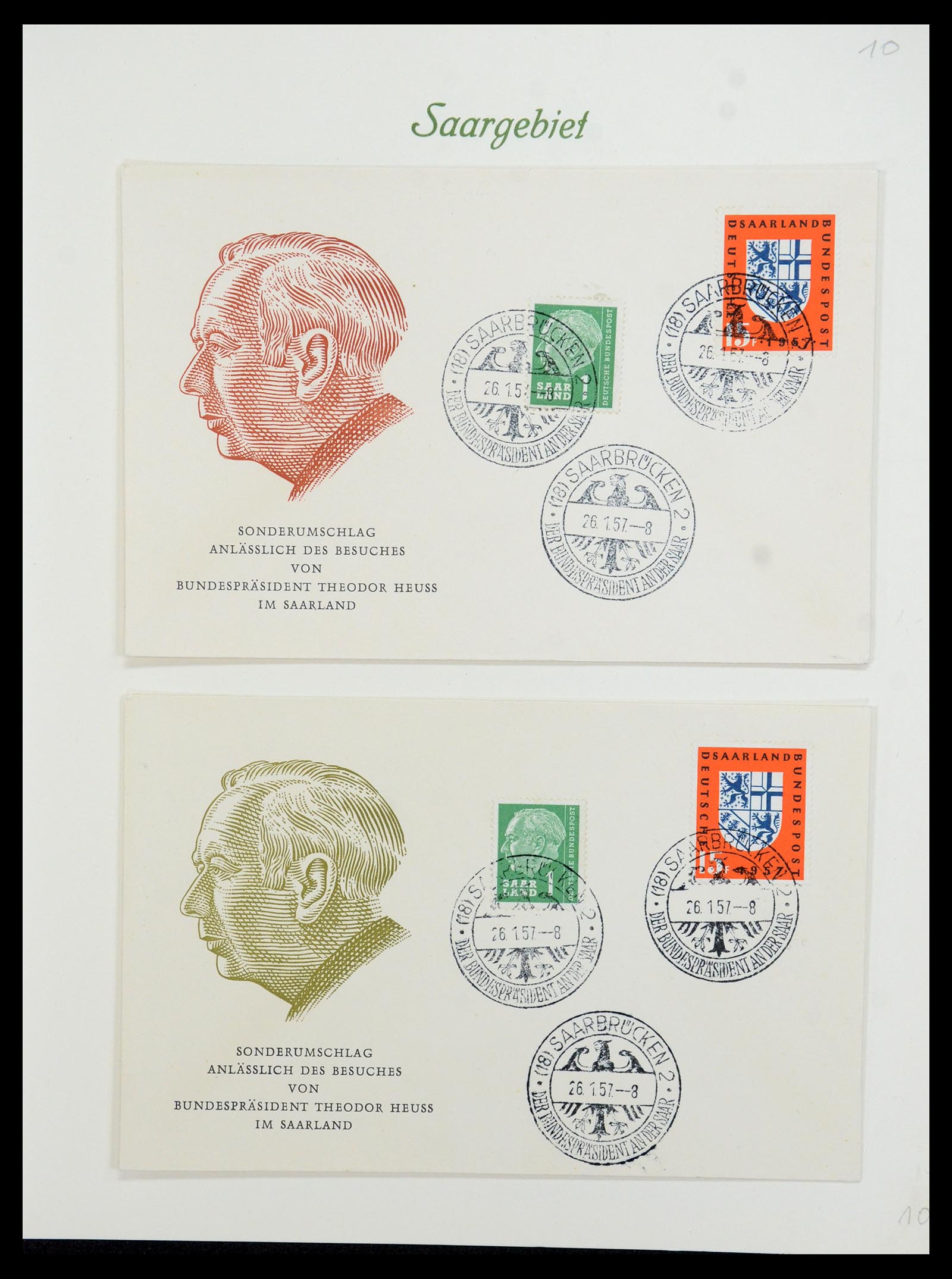 35483 056 - Postzegelverzameling 35483 Saar brieven en FDC's 1948-1959.