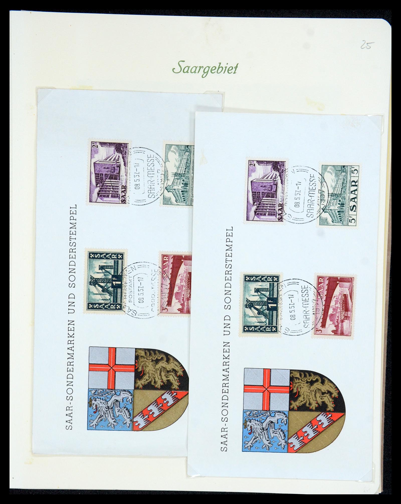 35483 070 - Postzegelverzameling 35483 Saar brieven en FDC's 1948-1959.