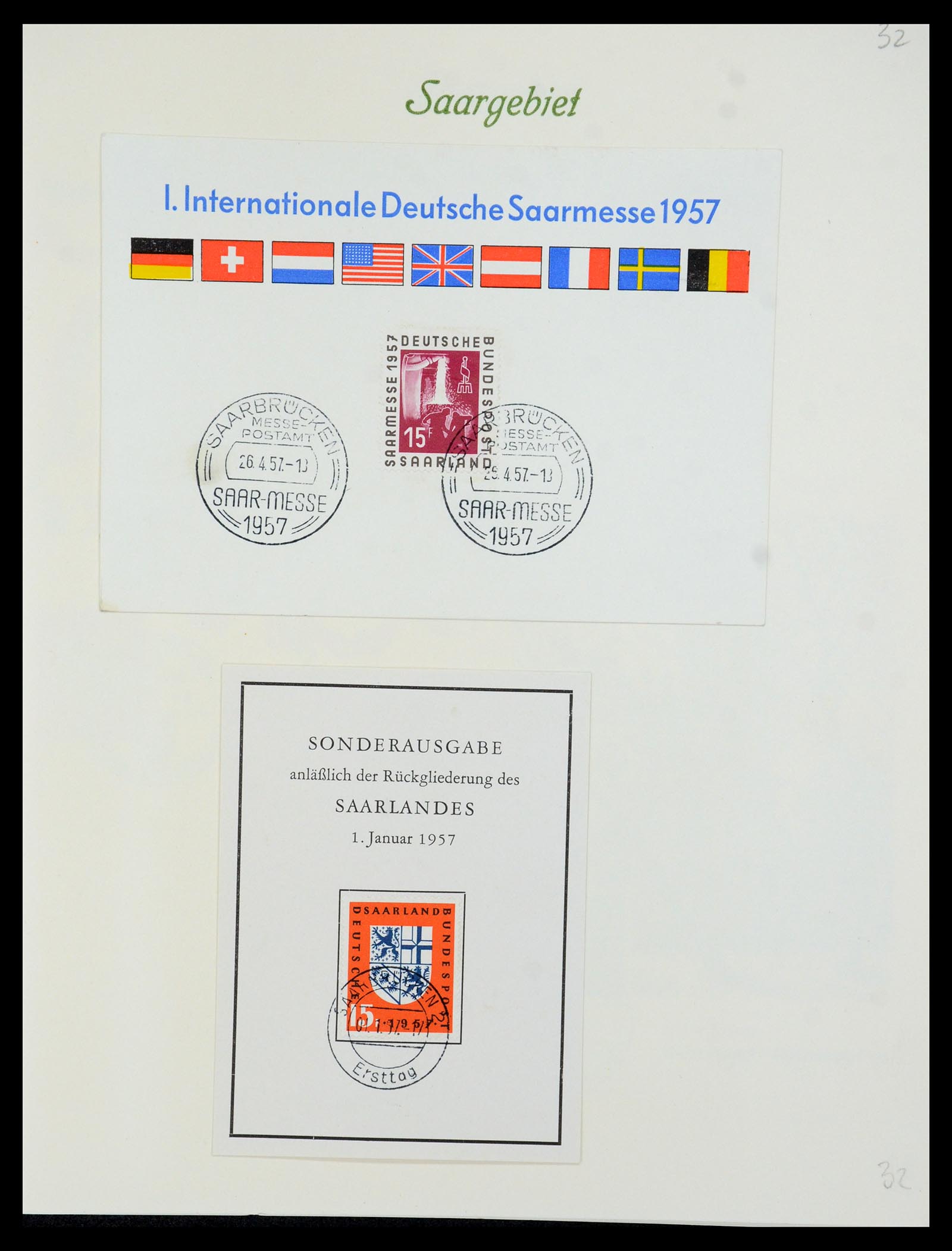 35483 076 - Postzegelverzameling 35483 Saar brieven en FDC's 1948-1959.