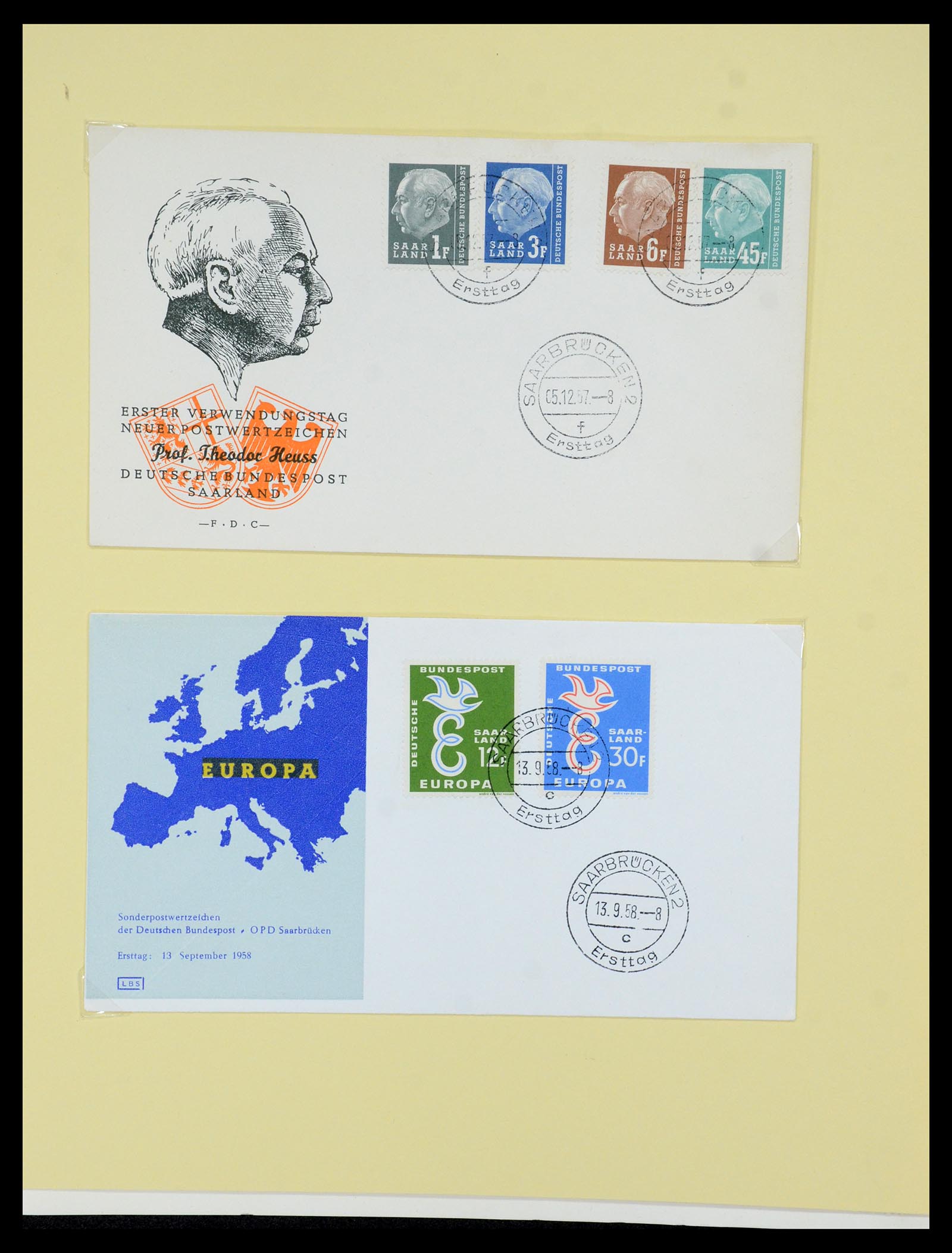 35483 088 - Postzegelverzameling 35483 Saar brieven en FDC's 1948-1959.