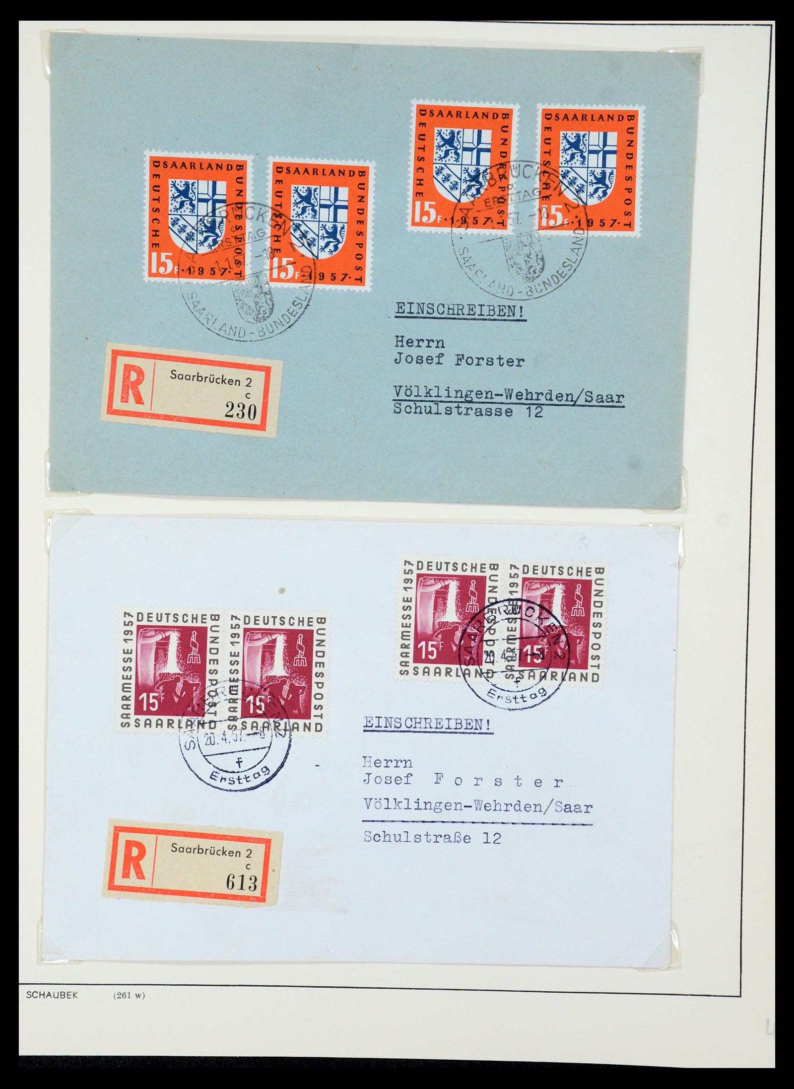 35483 093 - Postzegelverzameling 35483 Saar brieven en FDC's 1948-1959.