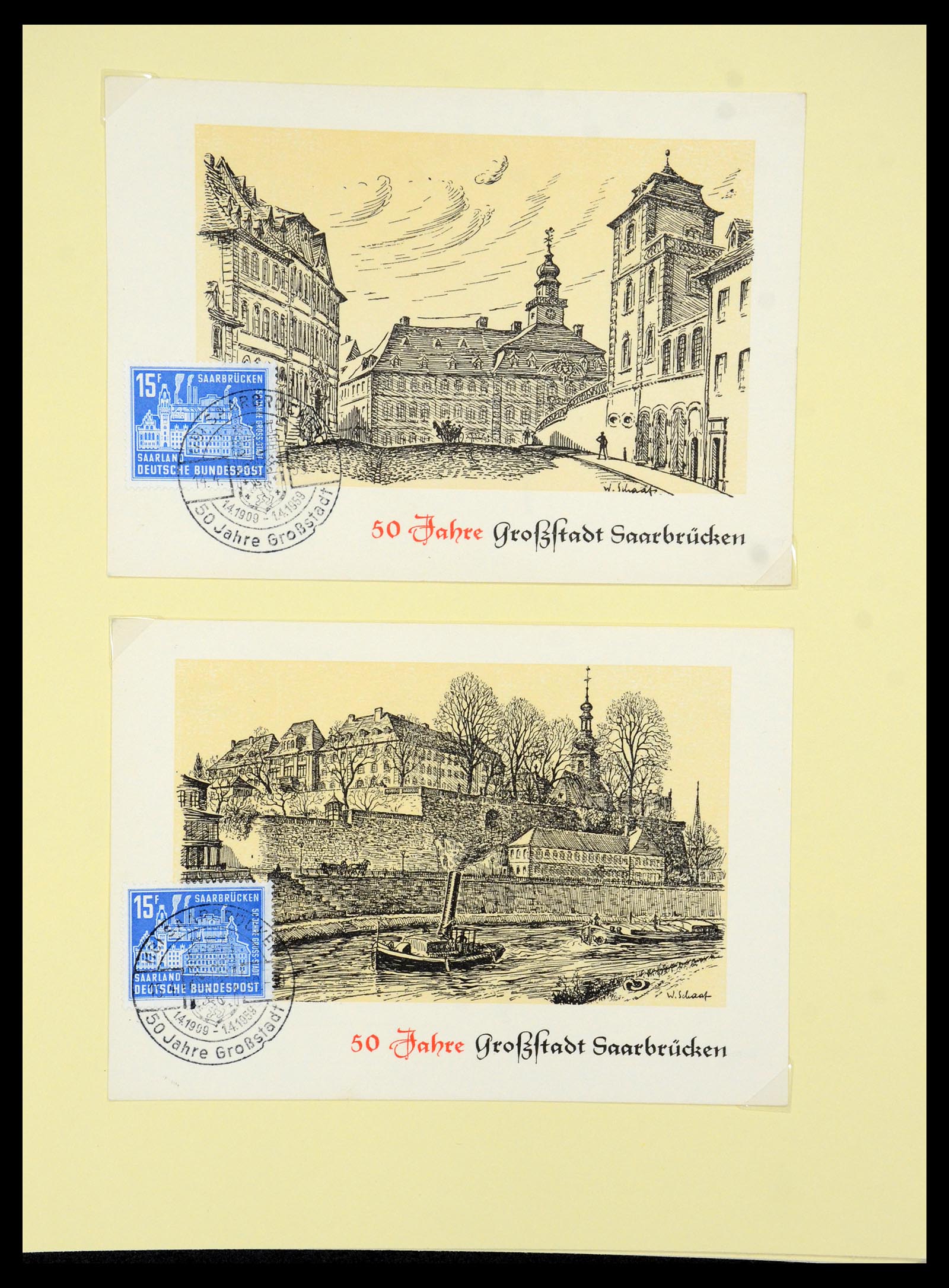 35483 100 - Postzegelverzameling 35483 Saar brieven en FDC's 1948-1959.