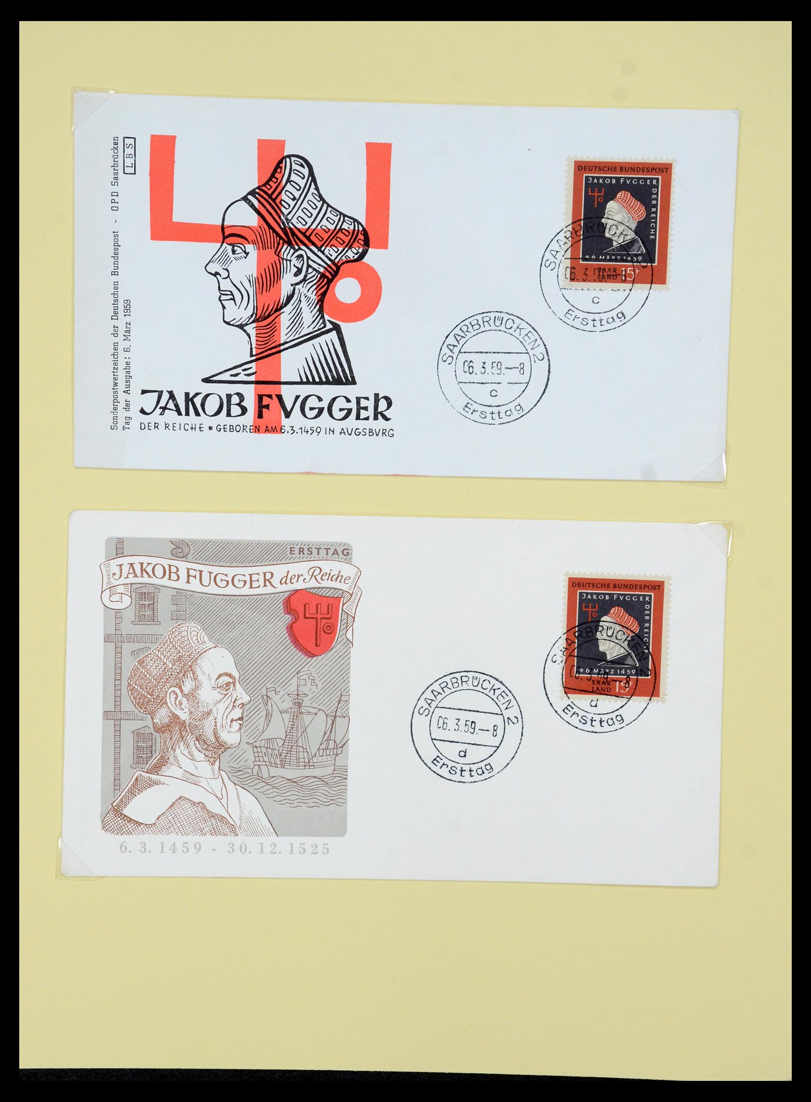 35483 101 - Postzegelverzameling 35483 Saar brieven en FDC's 1948-1959.