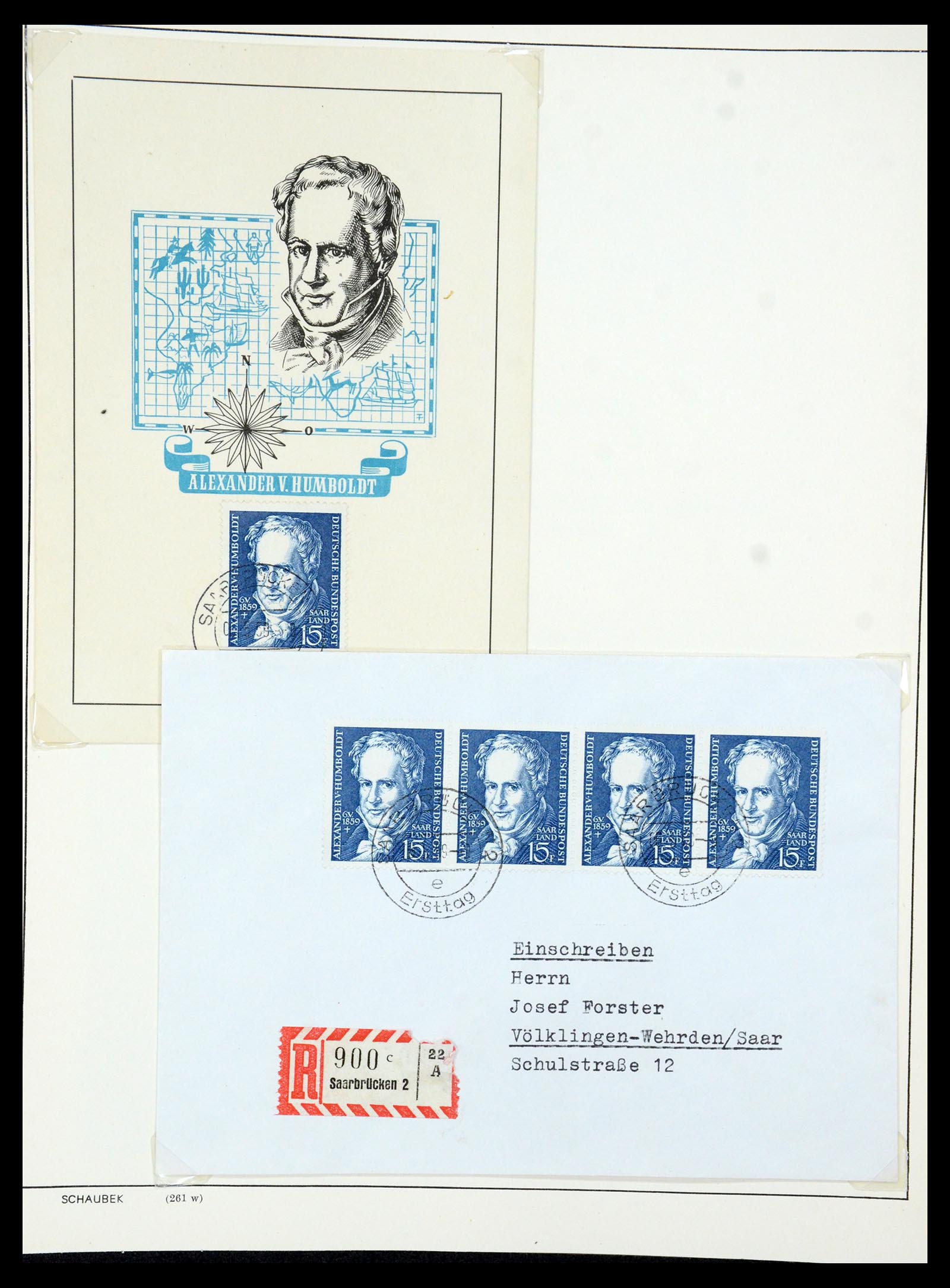 35483 103 - Postzegelverzameling 35483 Saar brieven en FDC's 1948-1959.
