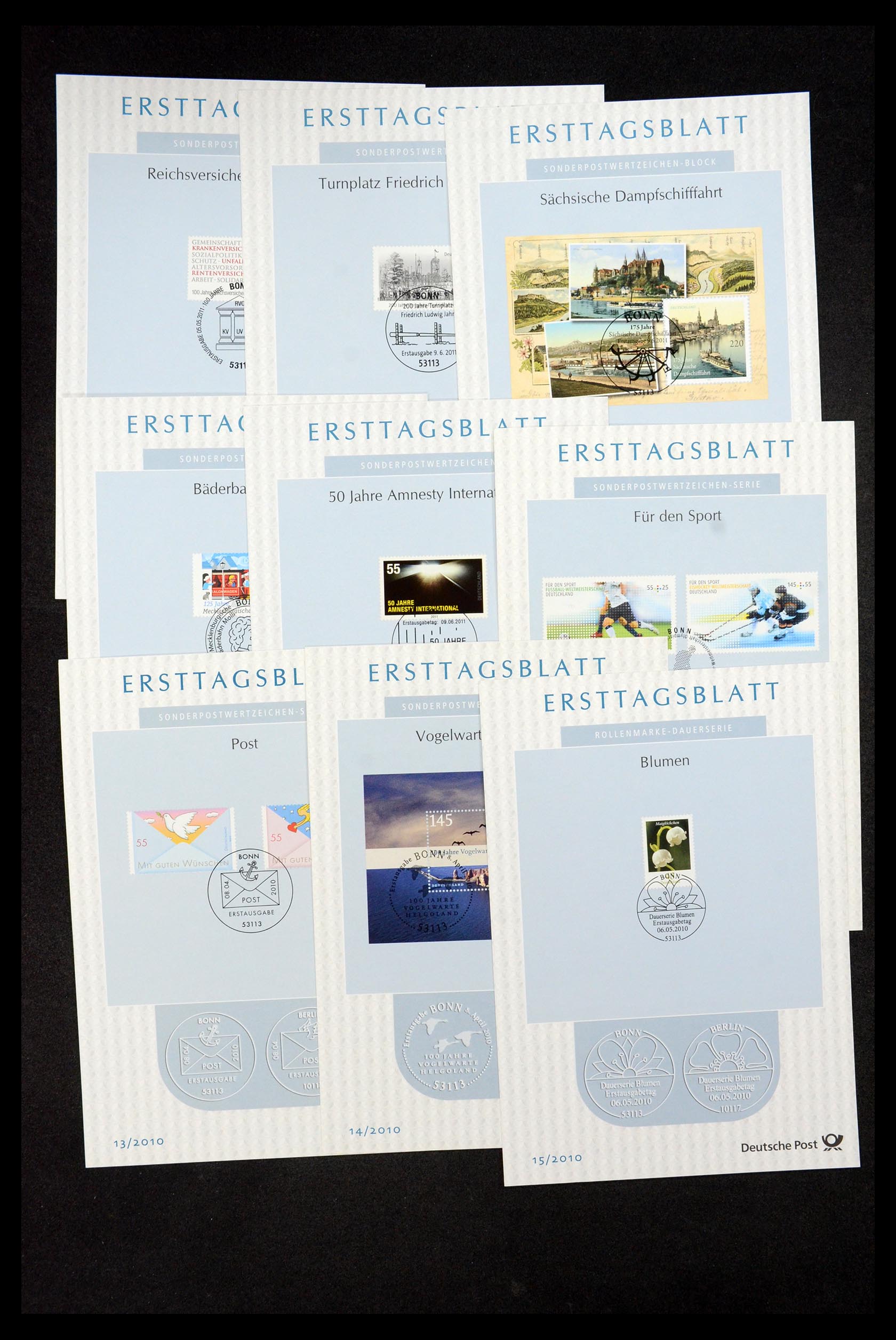 35492 273 - Stamp Collection 35492 Bundespost first day sheets 1975-2016!