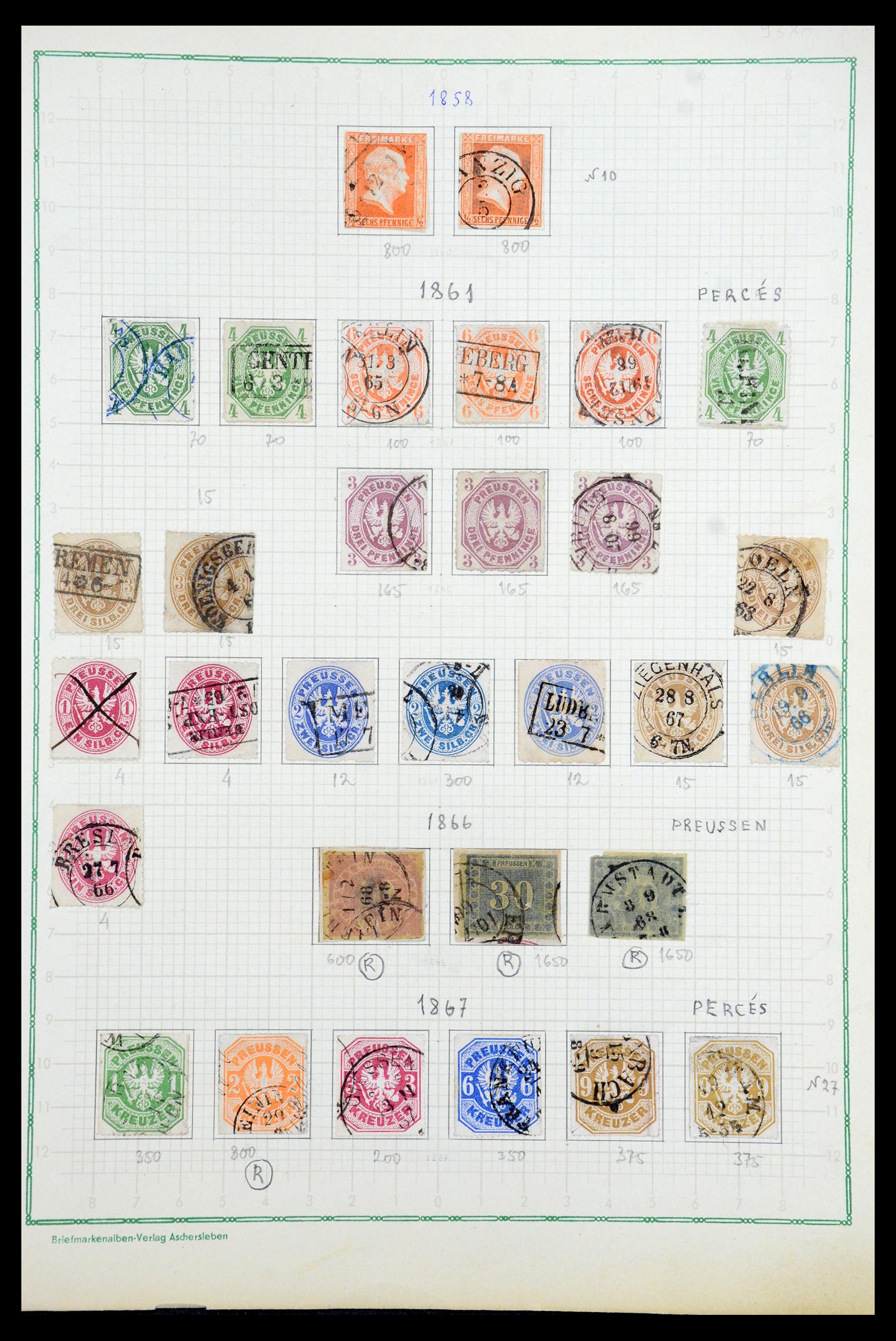 35495 002 - Postzegelverzameling 35495 Pruisen 1850-1867. 35495 002 - Postzegelverzameling 35495 Pruisen 1850-1867.