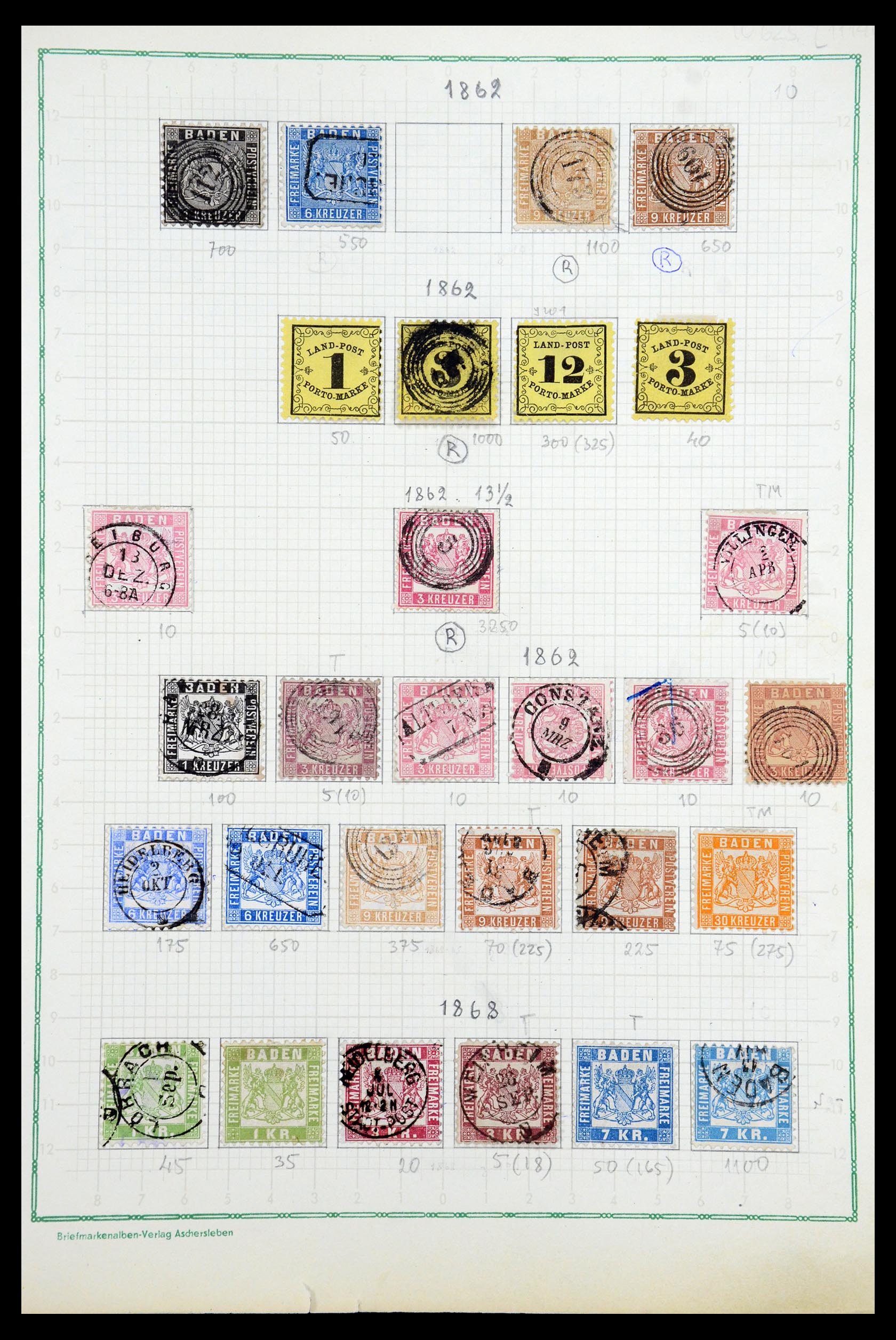 35499 002 - Postzegelverzameling 35499 Baden 1851-1868.
