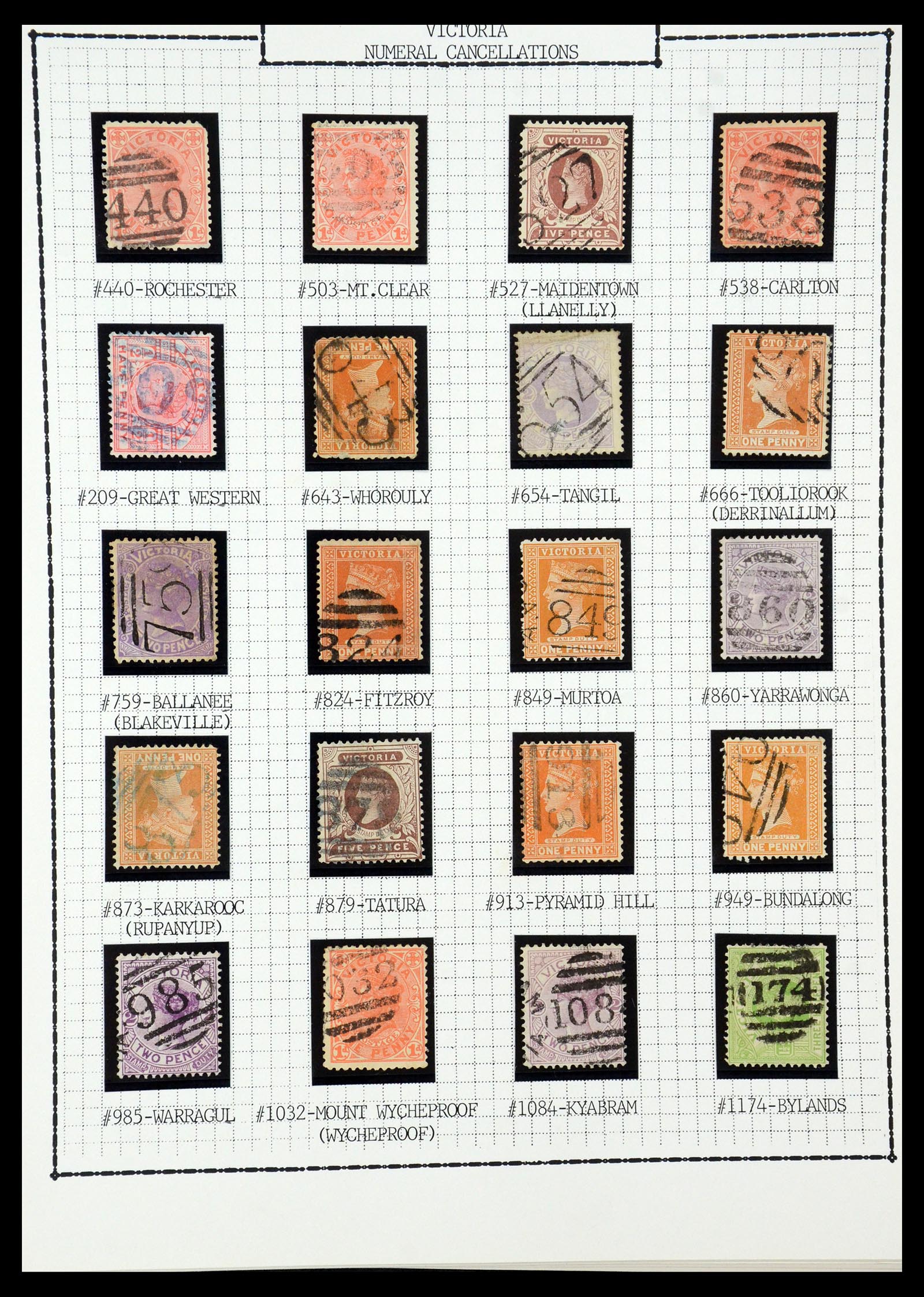 35507 017 - Stamp Collection 35507 Australian States cancels 1859-1899.