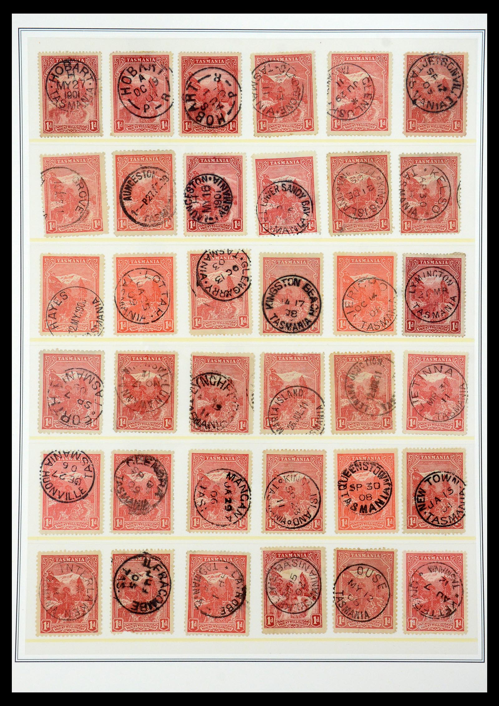 35508 006 - Stamp Collection 35508 Tasmania cancel collection 1899-1908.