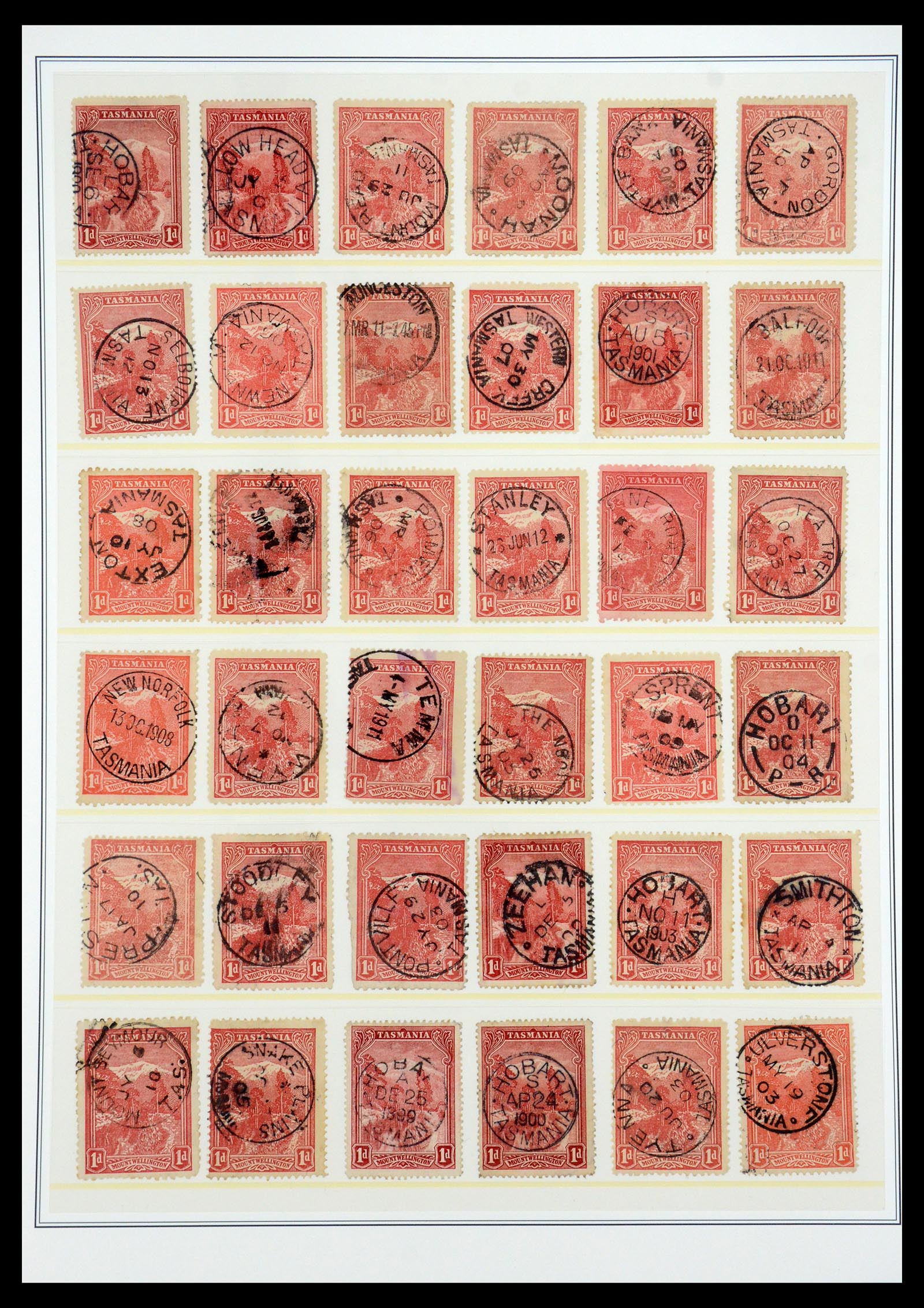 35508 010 - Postzegelverzameling 35508 Tasmanië stempelverzameling 1899-1908.