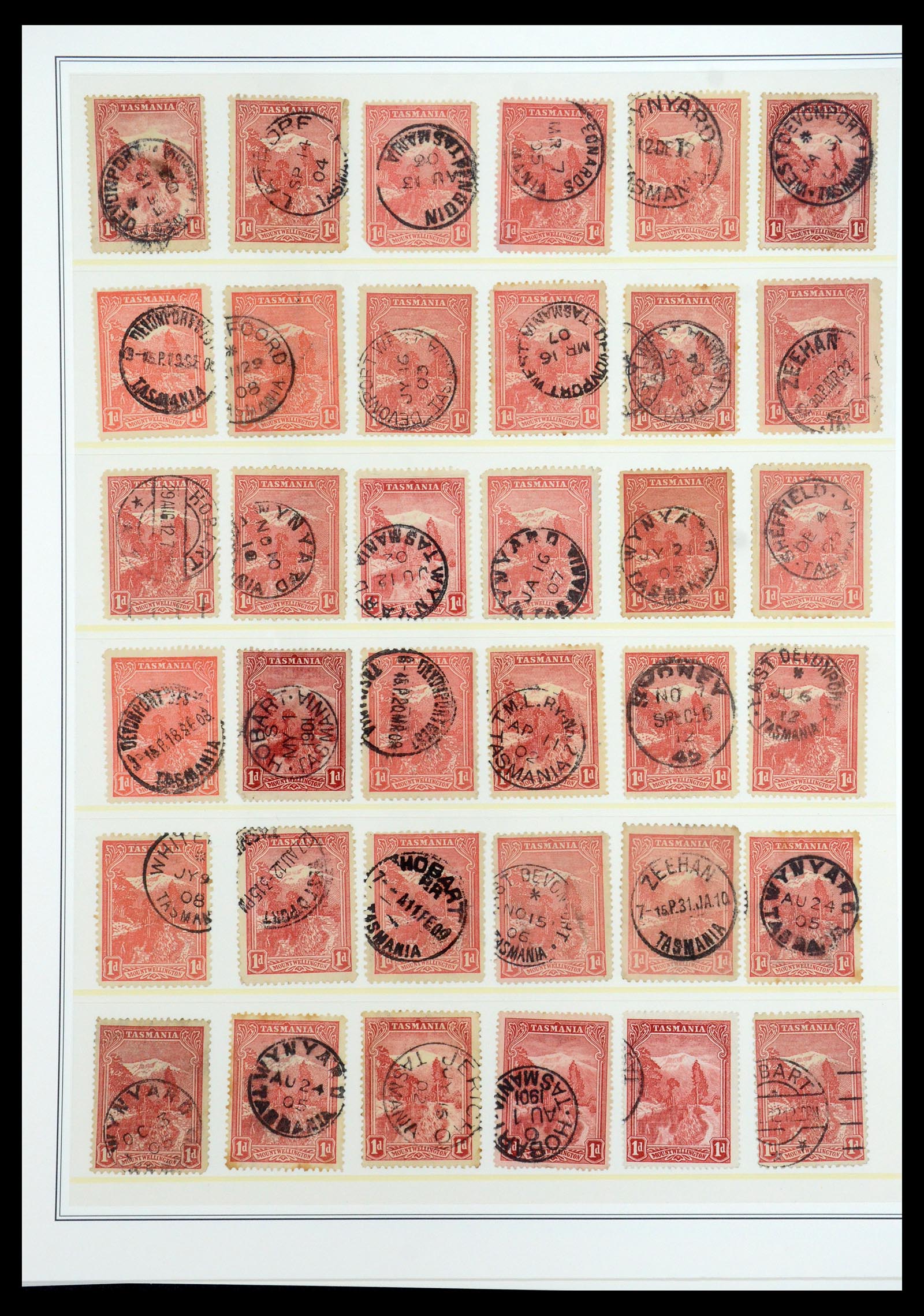 35508 014 - Stamp Collection 35508 Tasmania cancel collection 1899-1908.