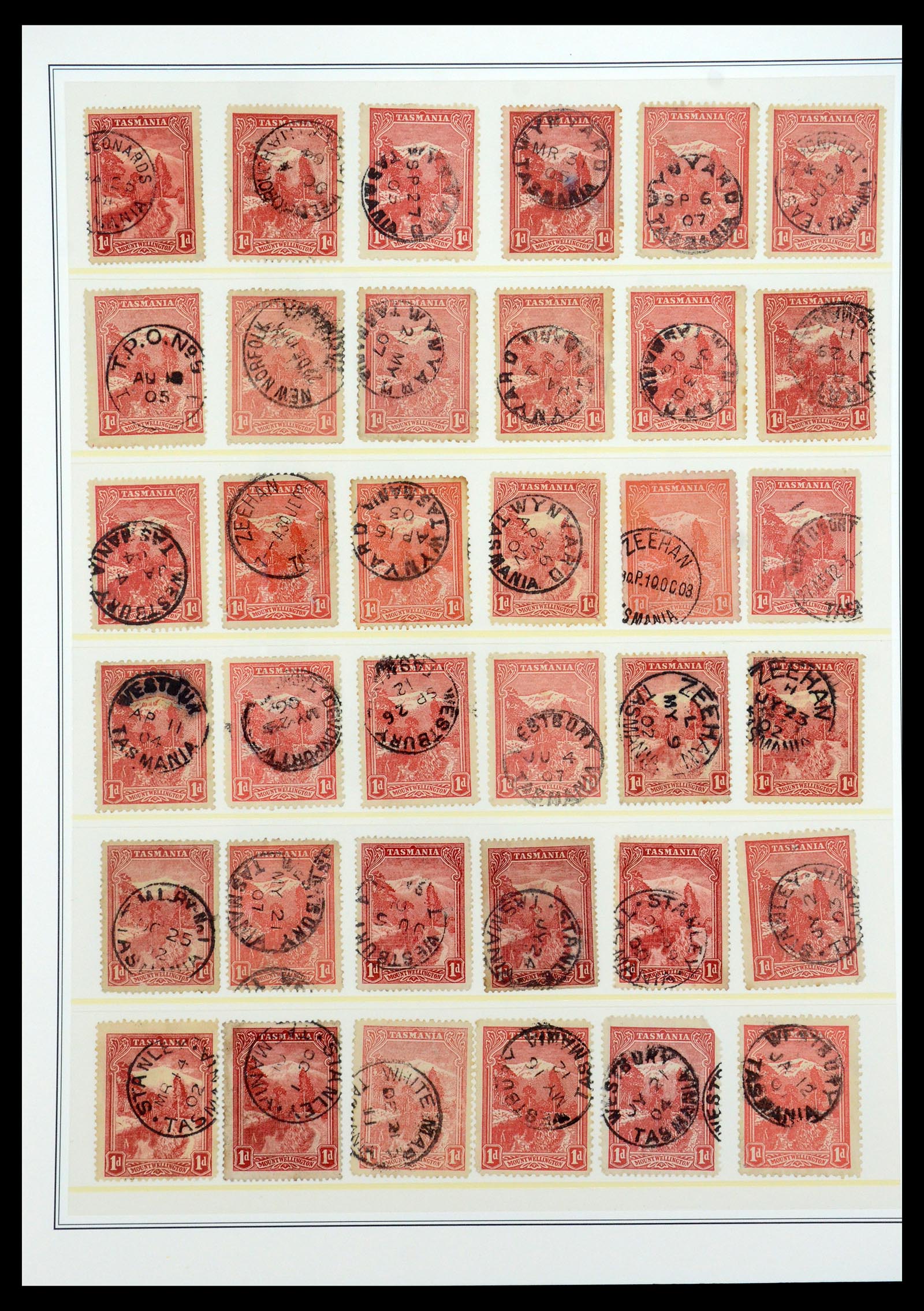 35508 015 - Stamp Collection 35508 Tasmania cancel collection 1899-1908.