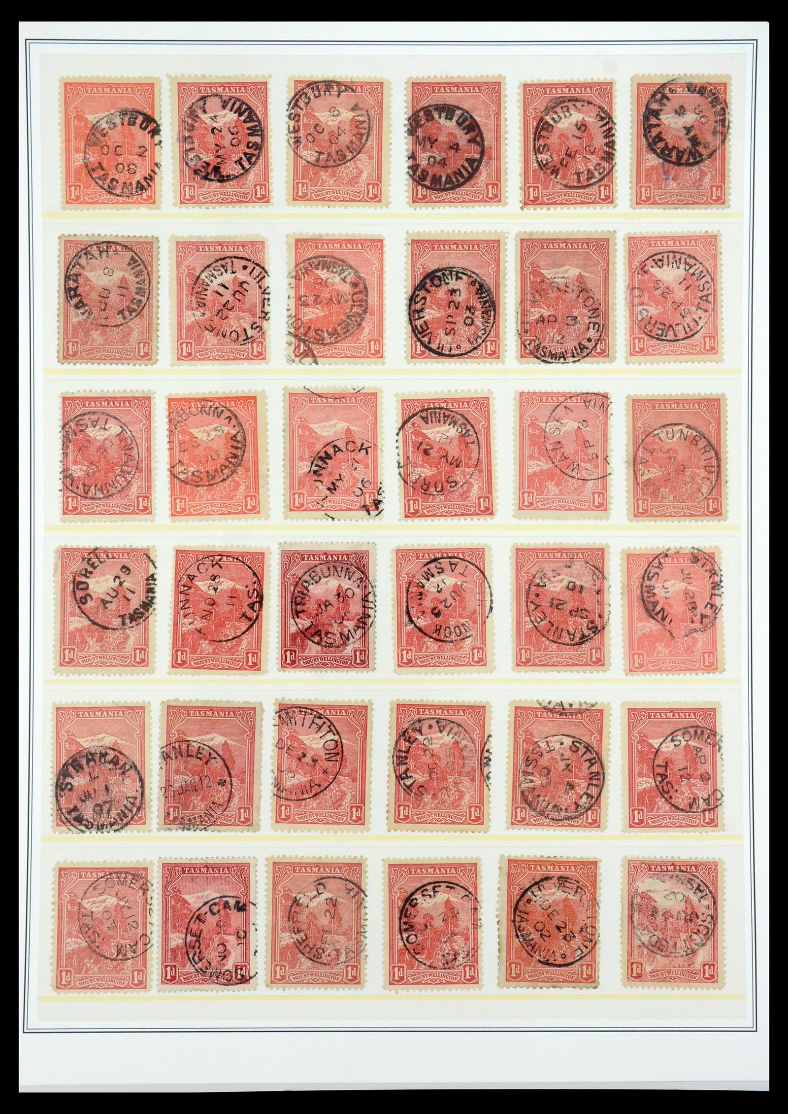 35508 016 - Stamp Collection 35508 Tasmania cancel collection 1899-1908.