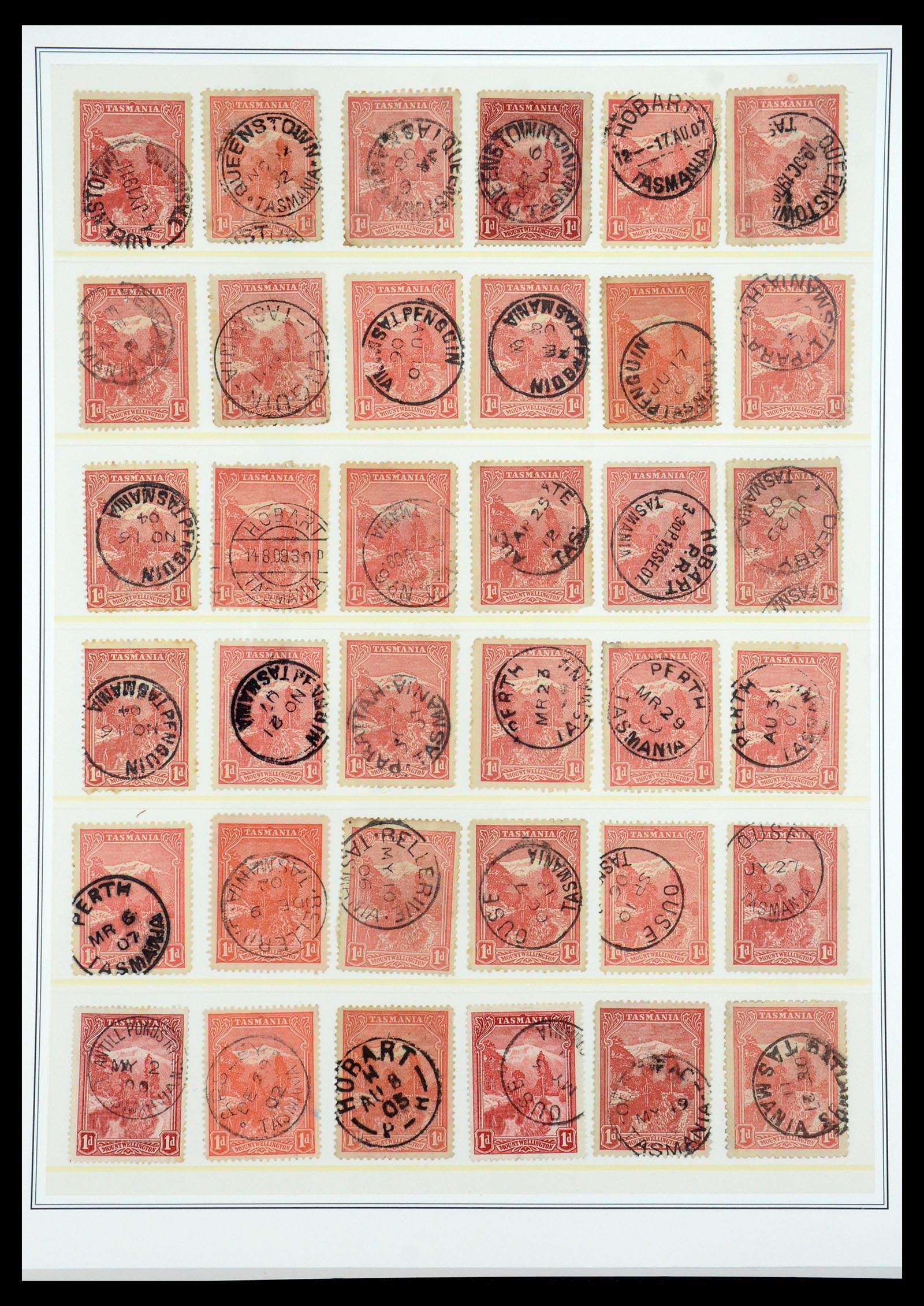 35508 019 - Stamp Collection 35508 Tasmania cancel collection 1899-1908.