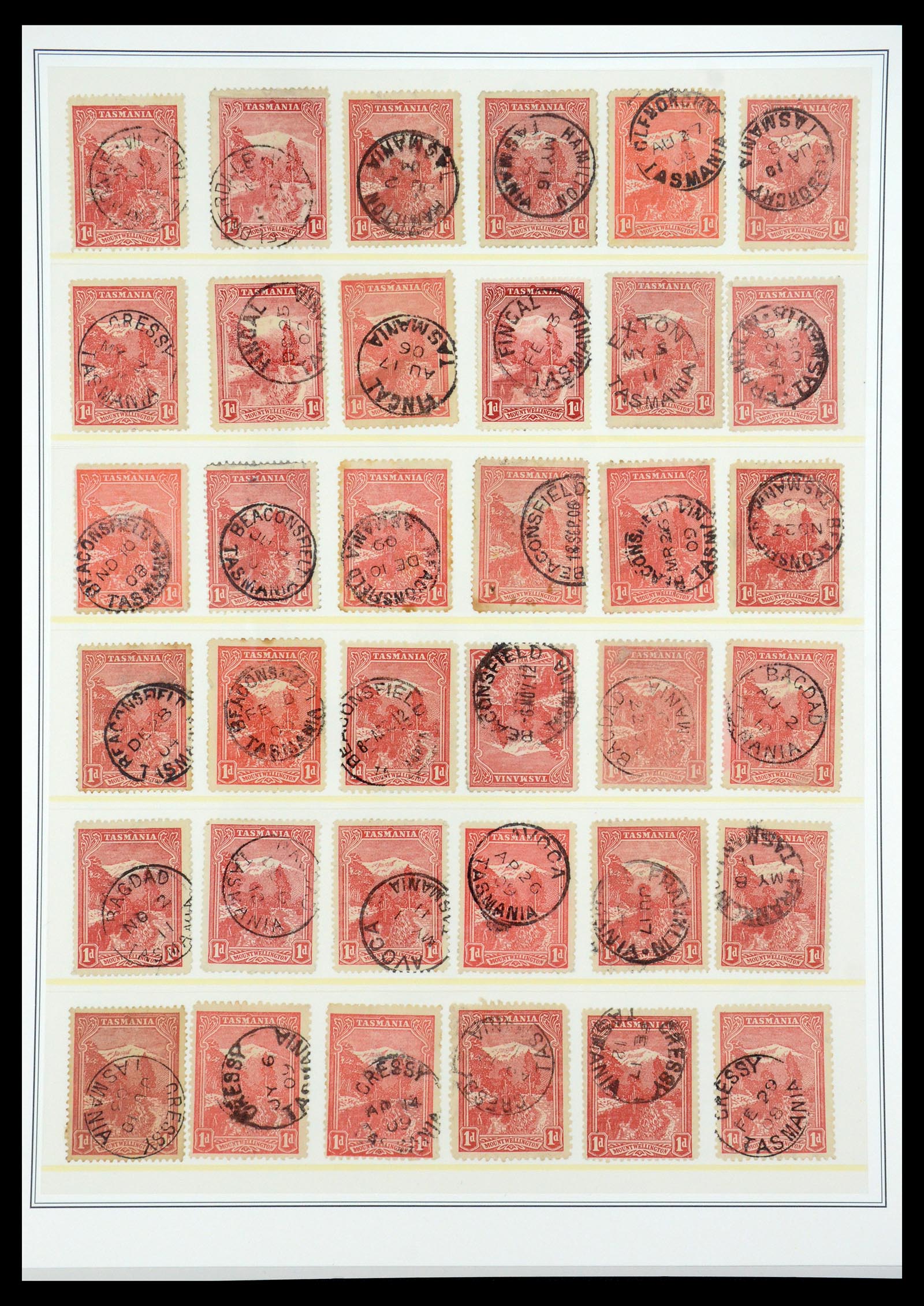 35508 023 - Stamp Collection 35508 Tasmania cancel collection 1899-1908.