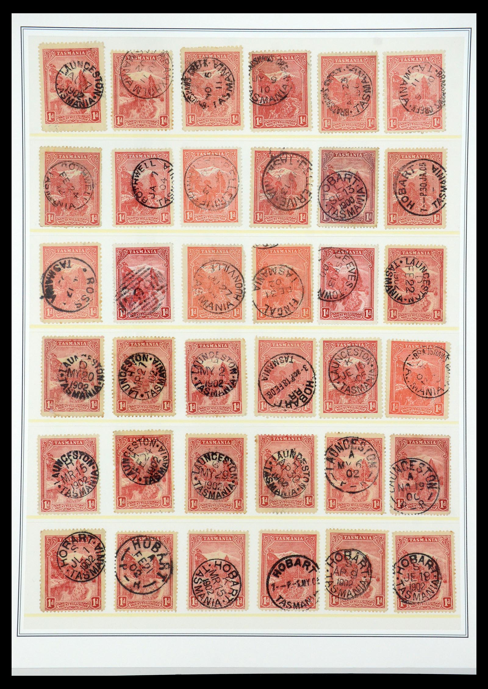 35508 026 - Stamp Collection 35508 Tasmania cancel collection 1899-1908.