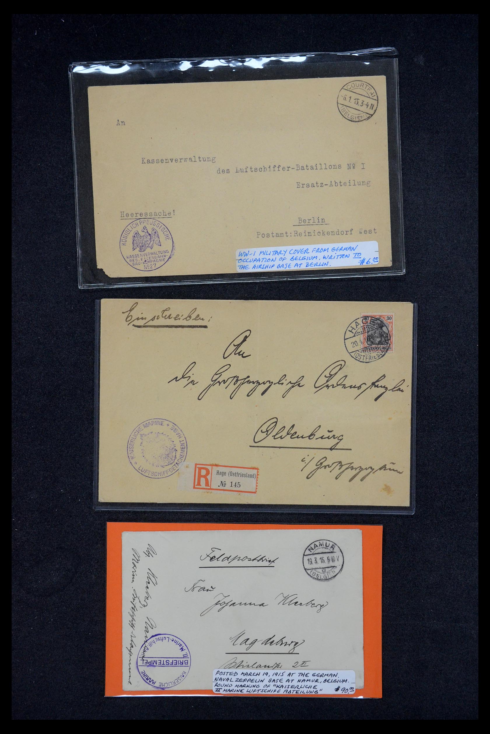 35512 005 - Postzegelverzameling 35512 Duitsland Zeppelin bases 1914-1918.