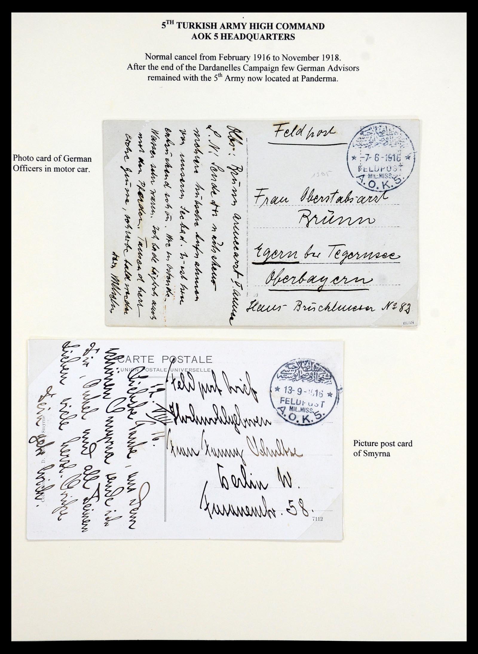 35515 001 - Stamp Collection 35515 Germany covers og Military mission in Turkey 1914