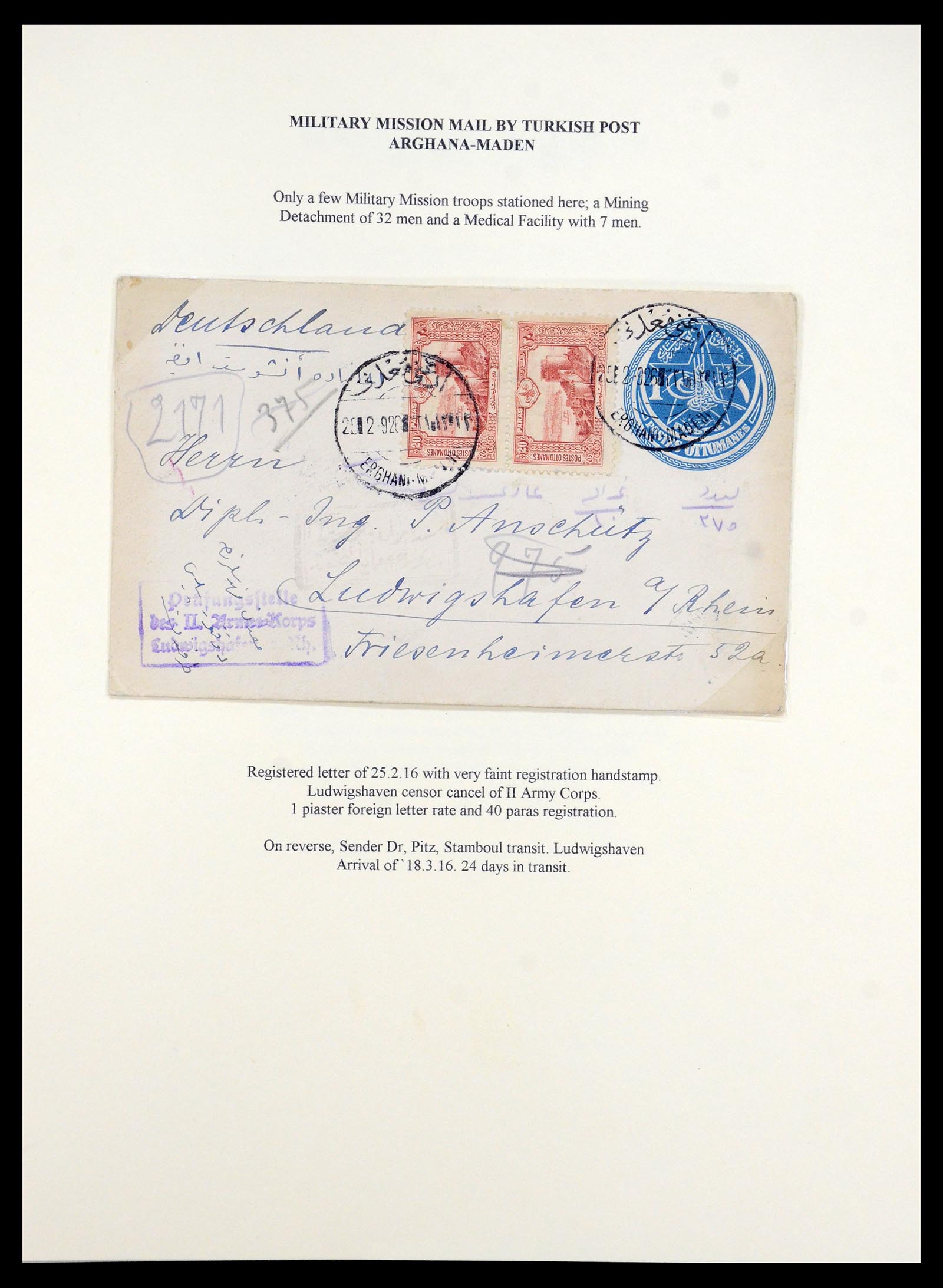 35515 002 - Stamp Collection 35515 Germany covers og Military mission in Turkey 1914