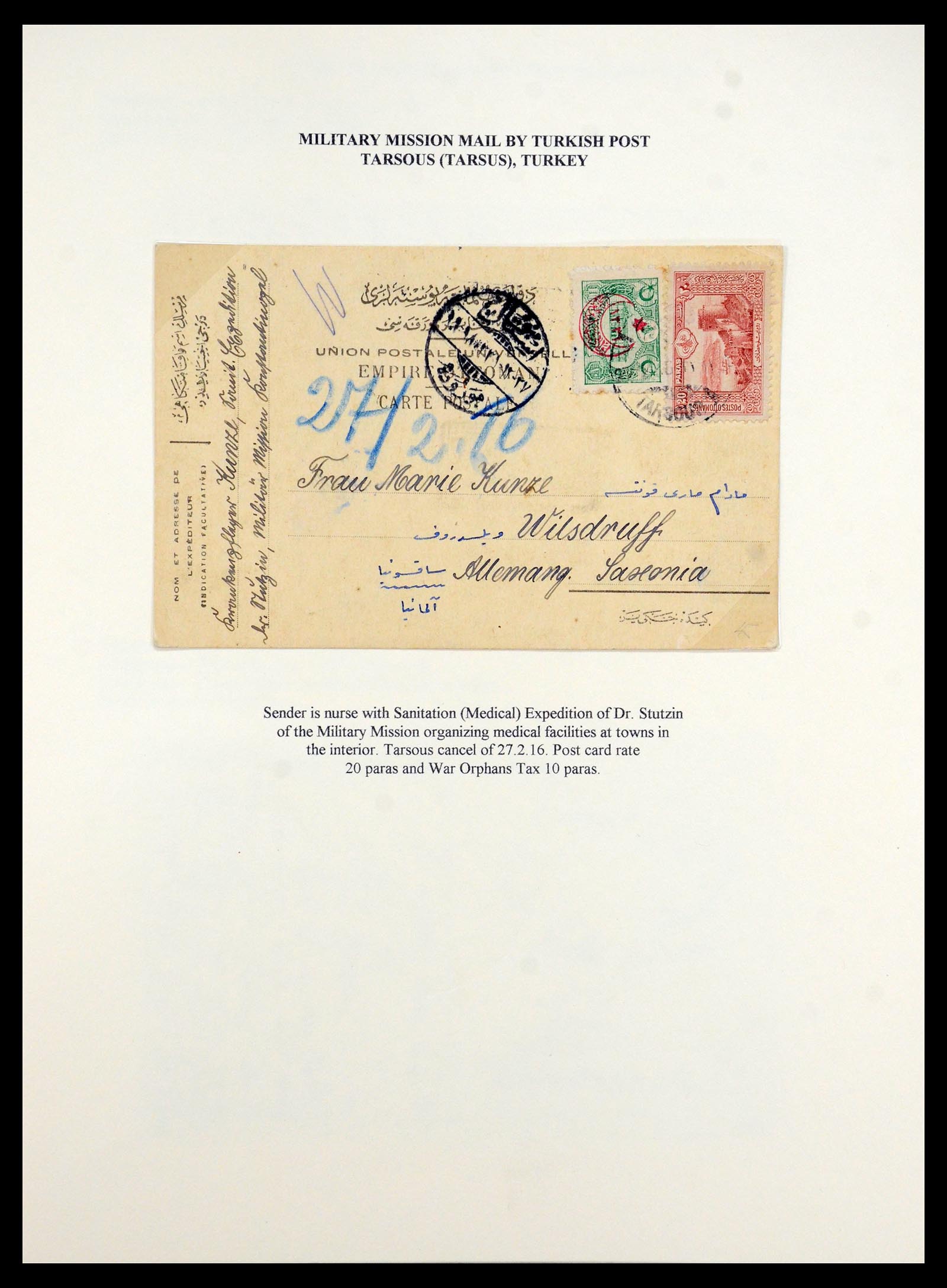 35515 003 - Stamp Collection 35515 Germany covers og Military mission in Turkey 1914