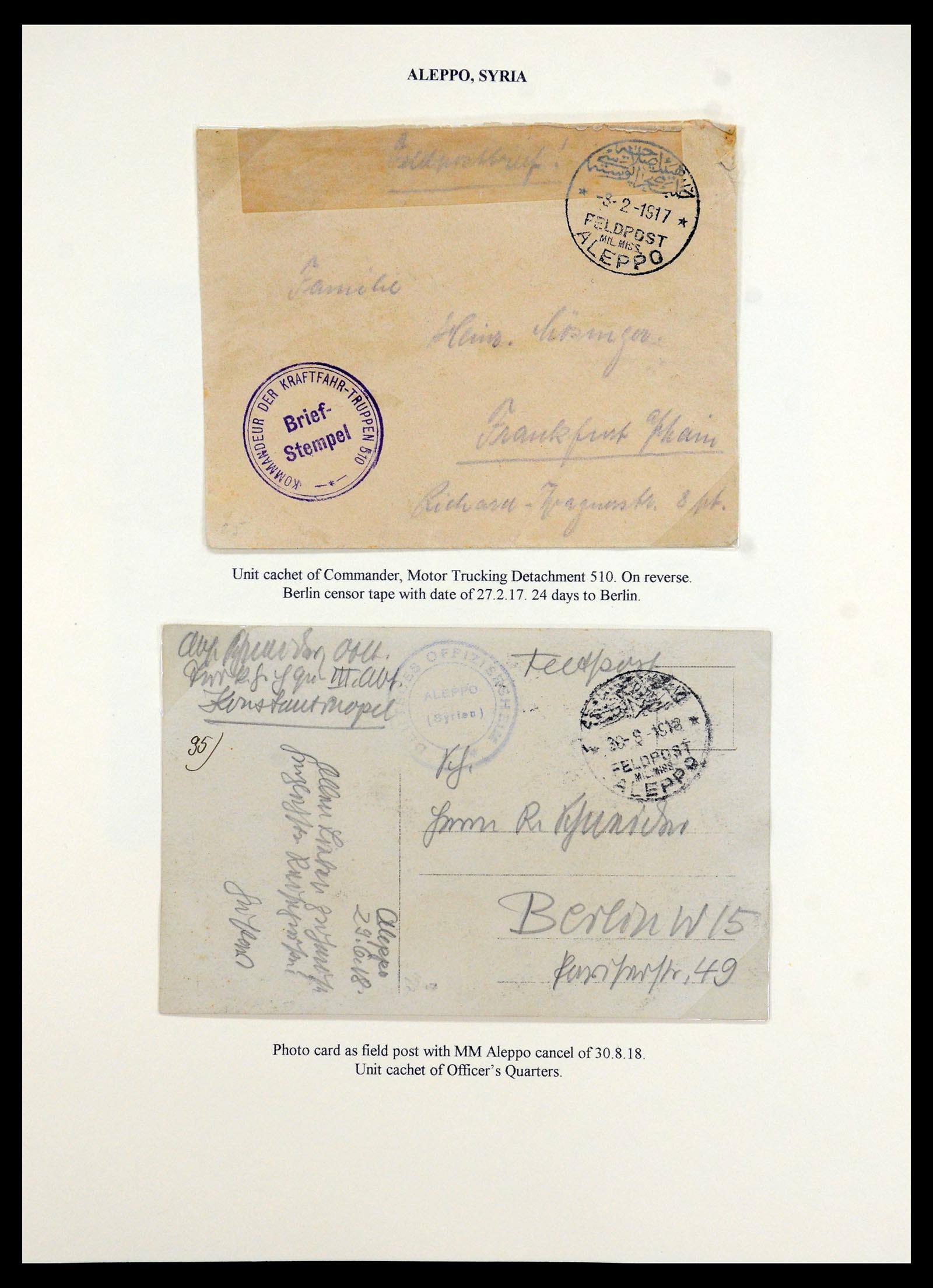 35515 009 - Stamp Collection 35515 Germany covers og Military mission in Turkey 1914