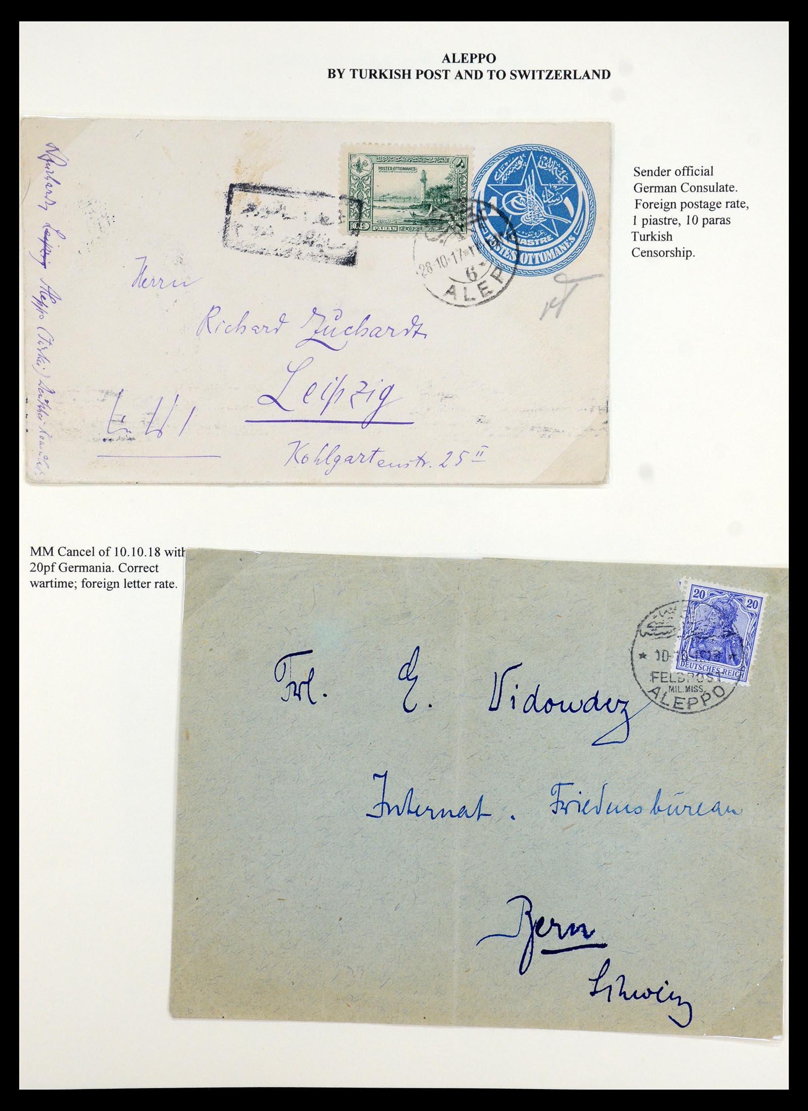 35515 011 - Stamp Collection 35515 Germany covers og Military mission in Turkey 1914