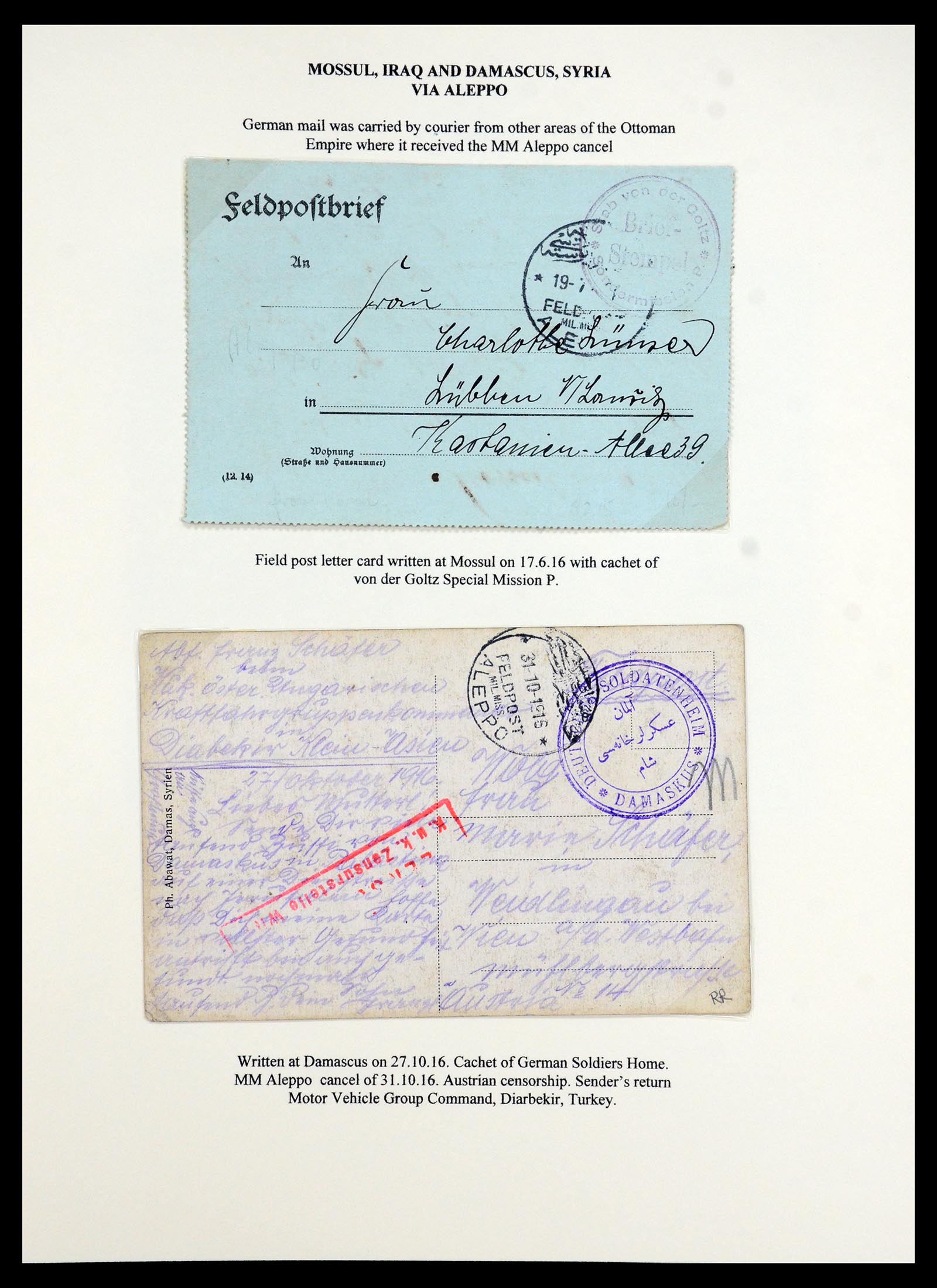 35515 012 - Stamp Collection 35515 Germany covers og Military mission in Turkey 1914