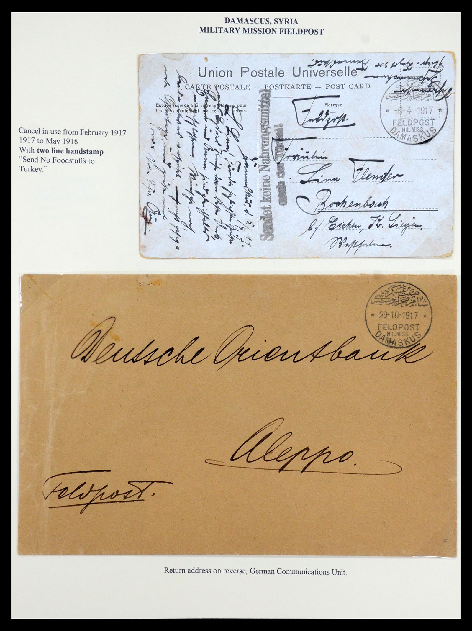 35515 026 - Stamp Collection 35515 Germany covers og Military mission in Turkey 1914
