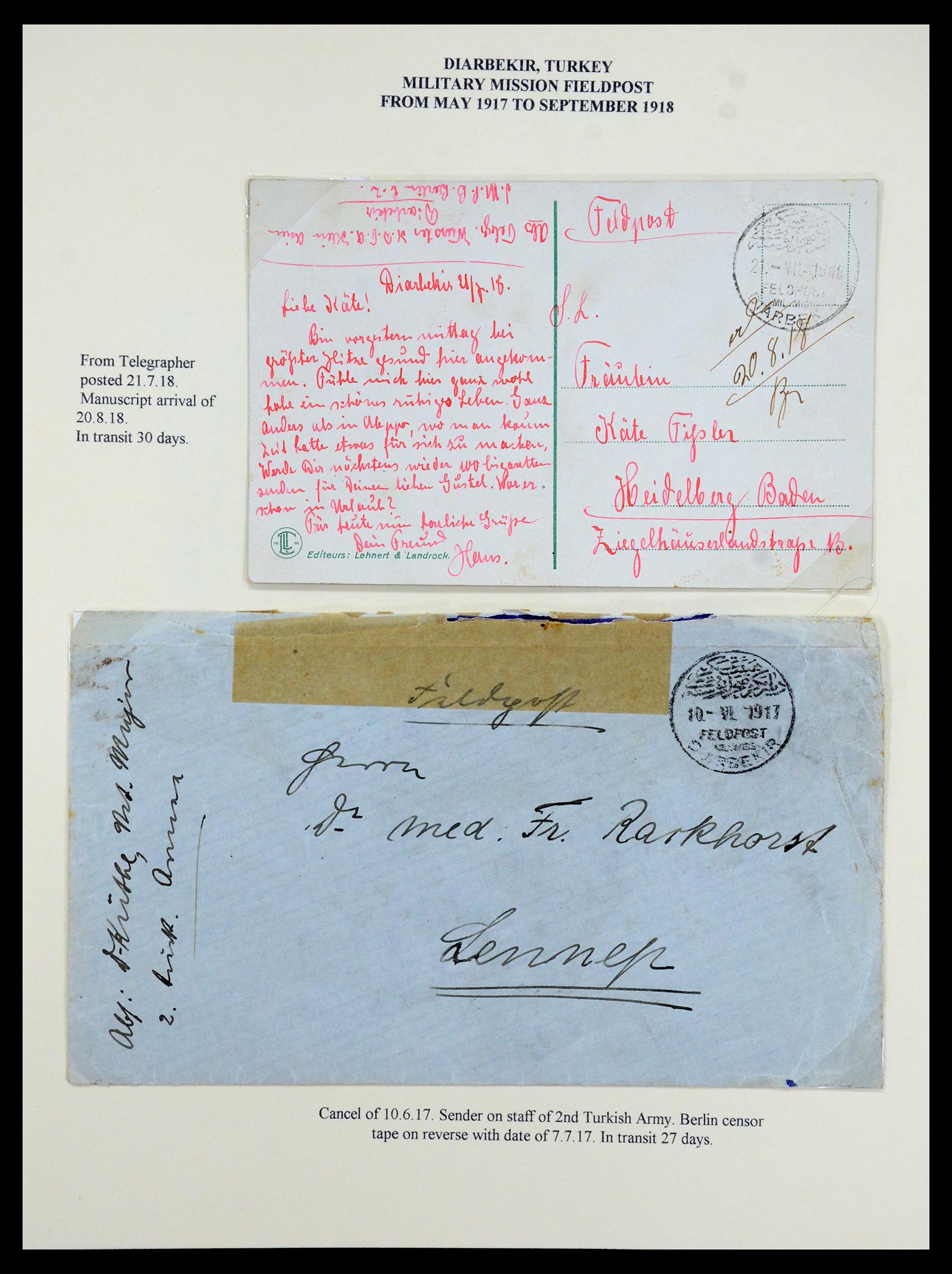 35515 027 - Stamp Collection 35515 Germany covers og Military mission in Turkey 1914