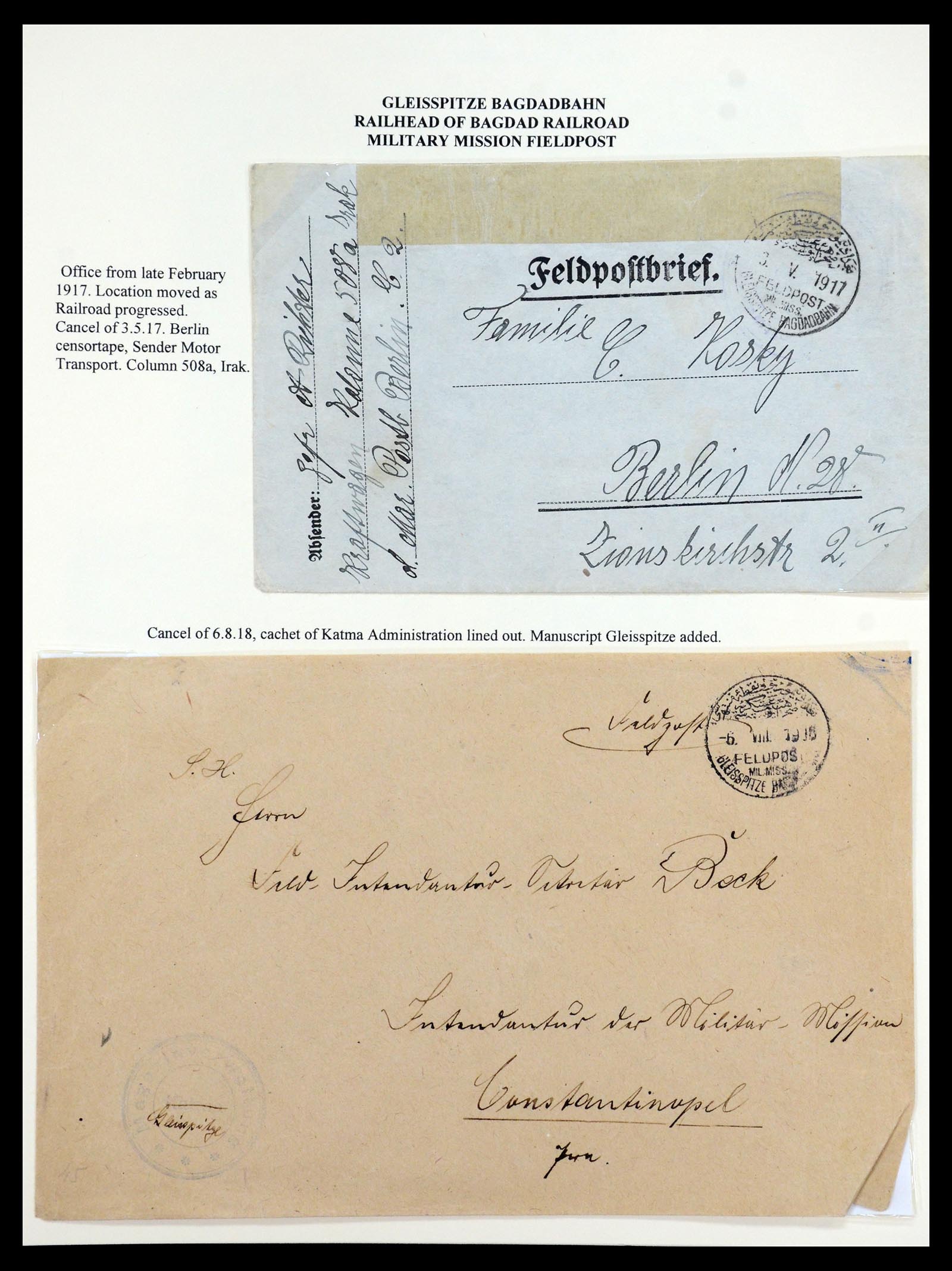 35515 029 - Stamp Collection 35515 Germany covers og Military mission in Turkey 1914
