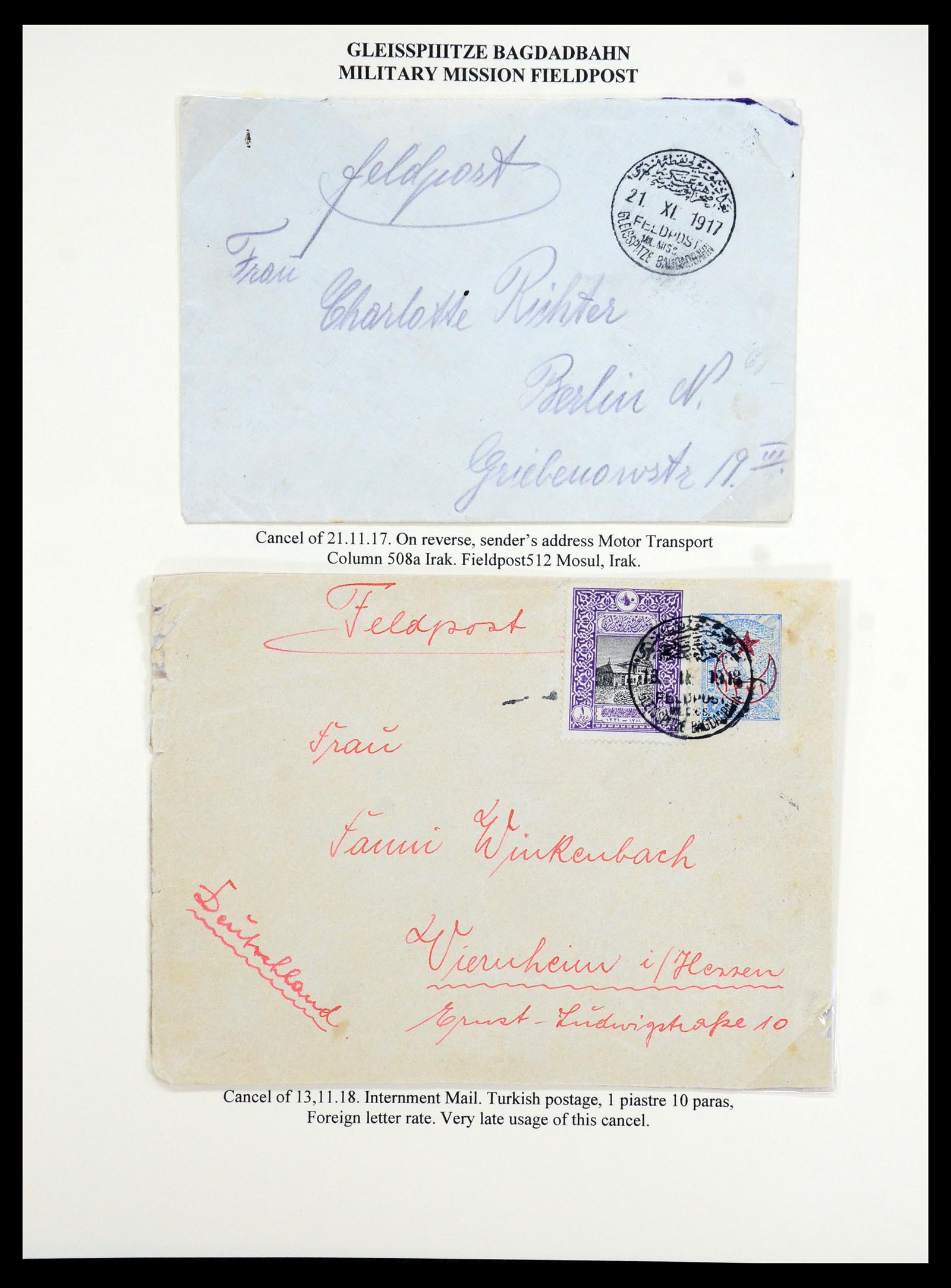 35515 030 - Stamp Collection 35515 Germany covers og Military mission in Turkey 1914