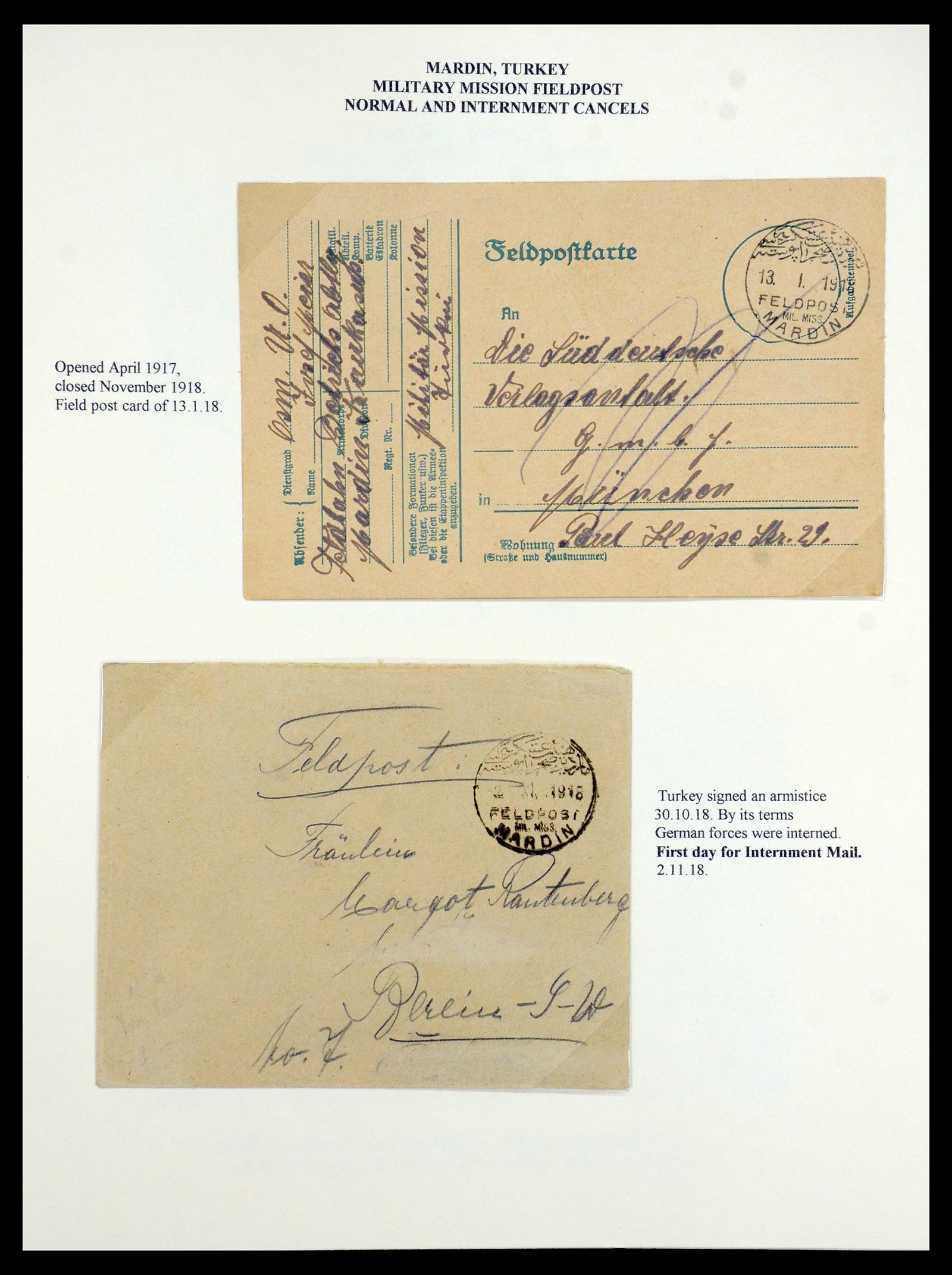 35515 034 - Stamp Collection 35515 Germany covers og Military mission in Turkey 1914