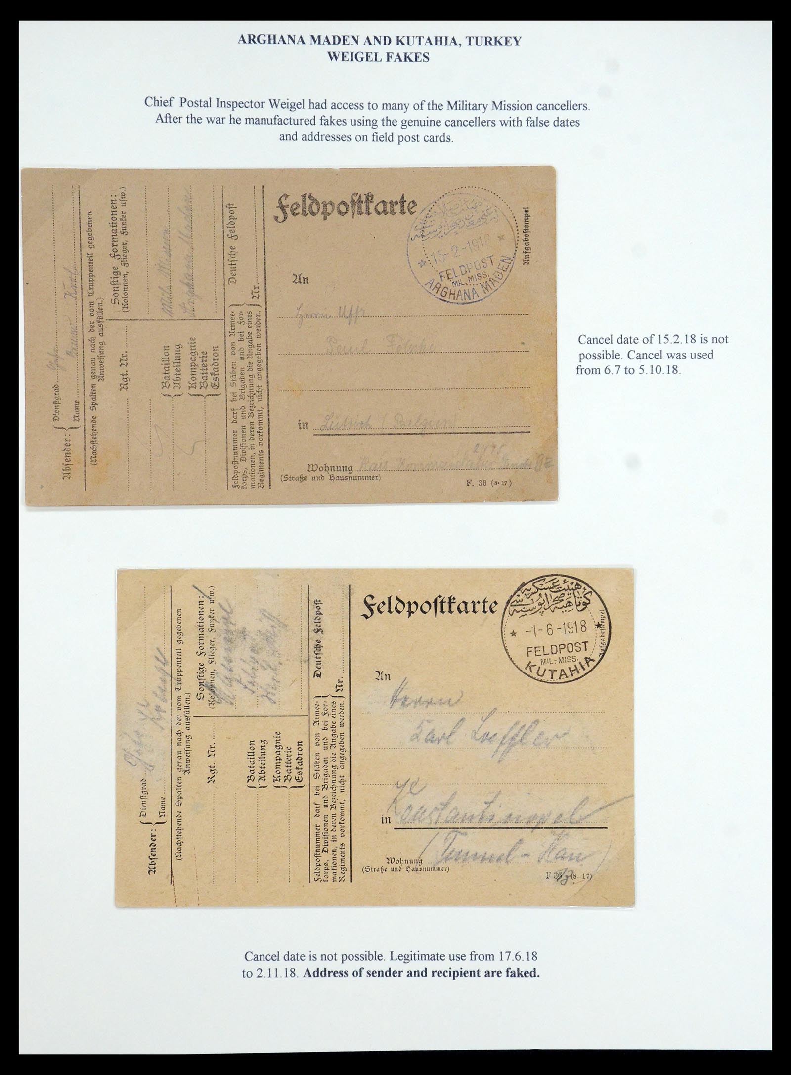 35515 037 - Stamp Collection 35515 Germany covers og Military mission in Turkey 1914