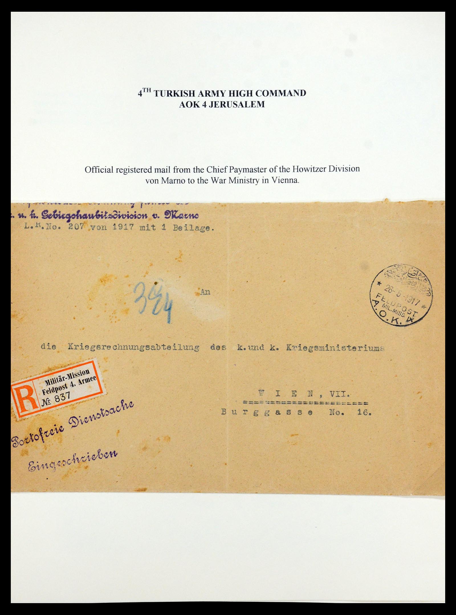 35515 044 - Stamp Collection 35515 Germany covers og Military mission in Turkey 1914