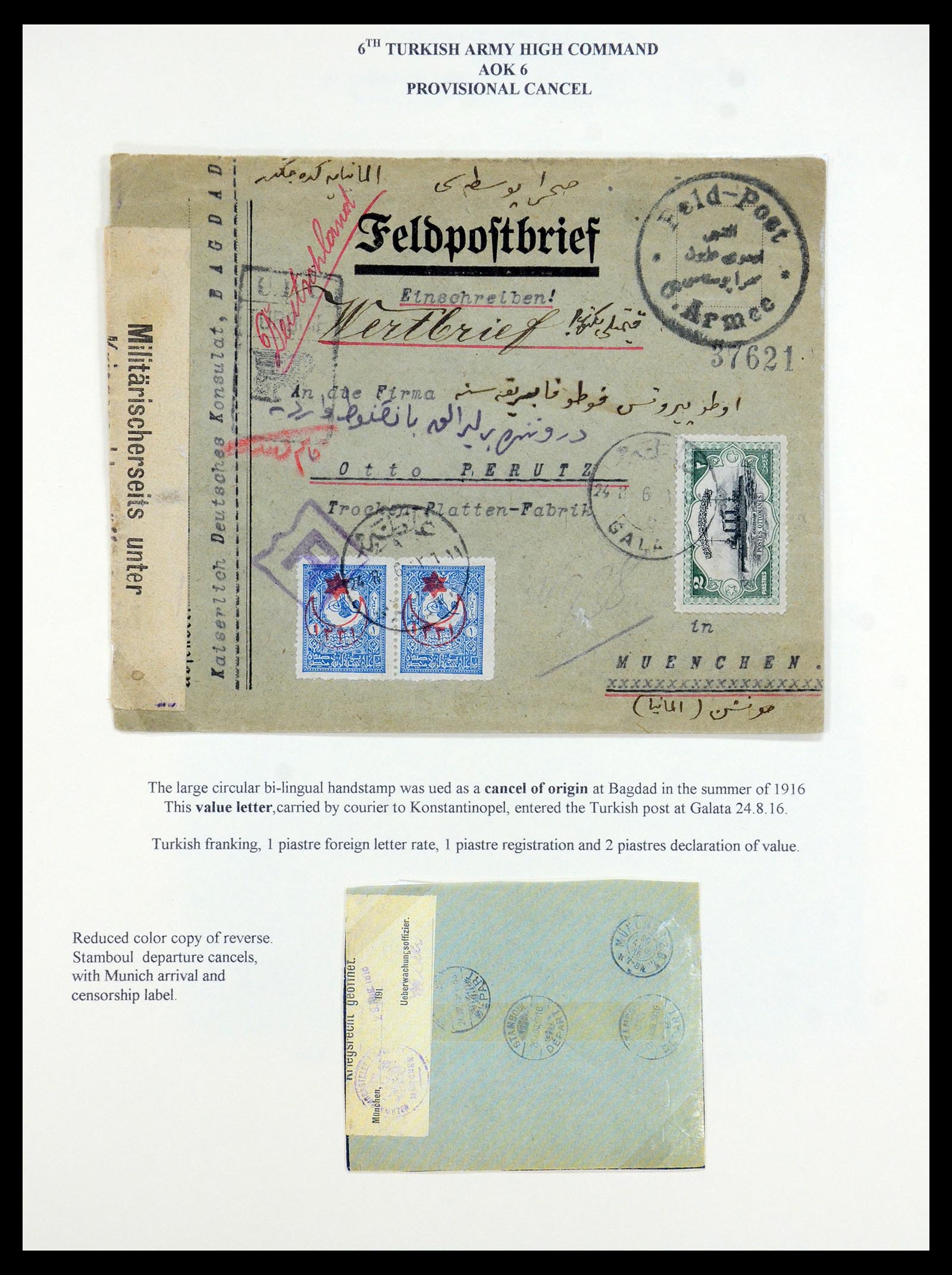 35515 052 - Stamp Collection 35515 Germany covers og Military mission in Turkey 1914