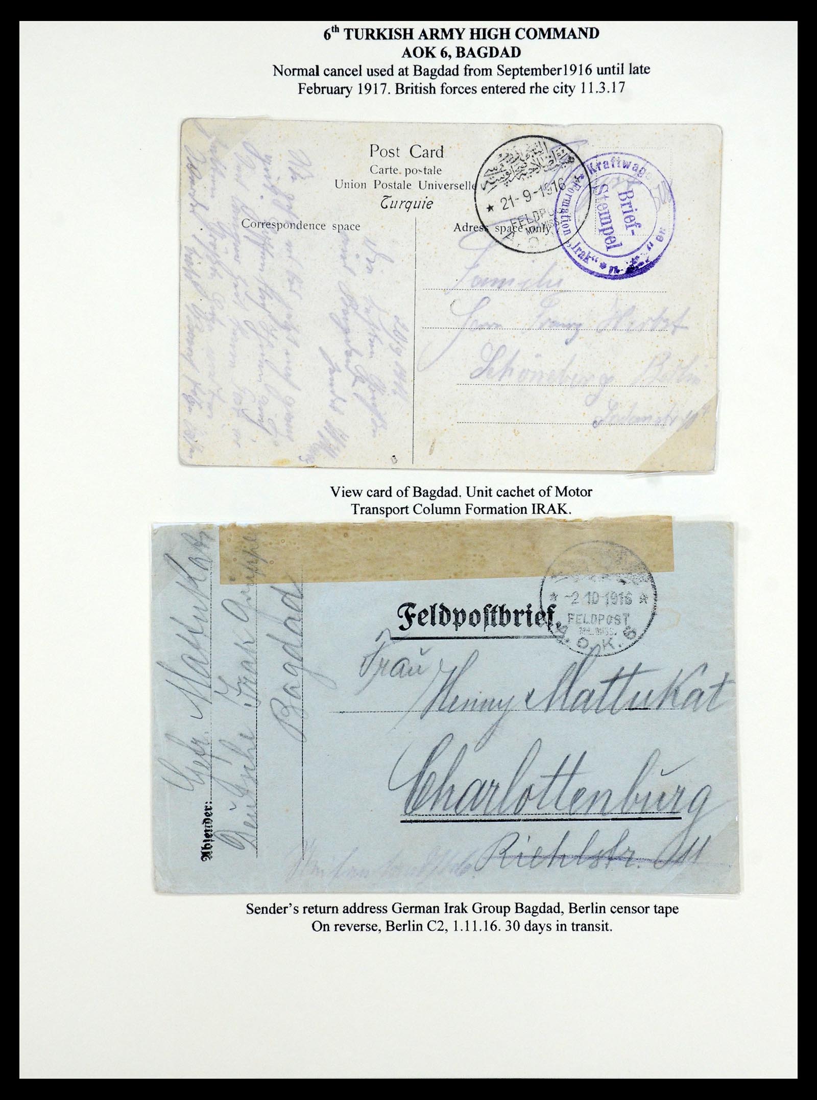 35515 053 - Stamp Collection 35515 Germany covers og Military mission in Turkey 1914