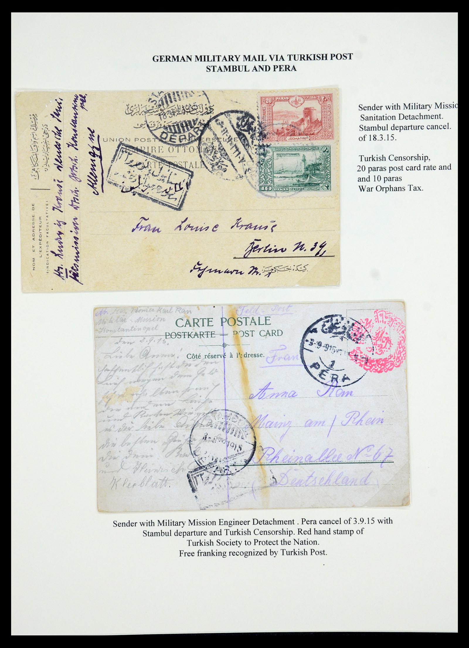 35515 075 - Stamp Collection 35515 Germany covers og Military mission in Turkey 1914