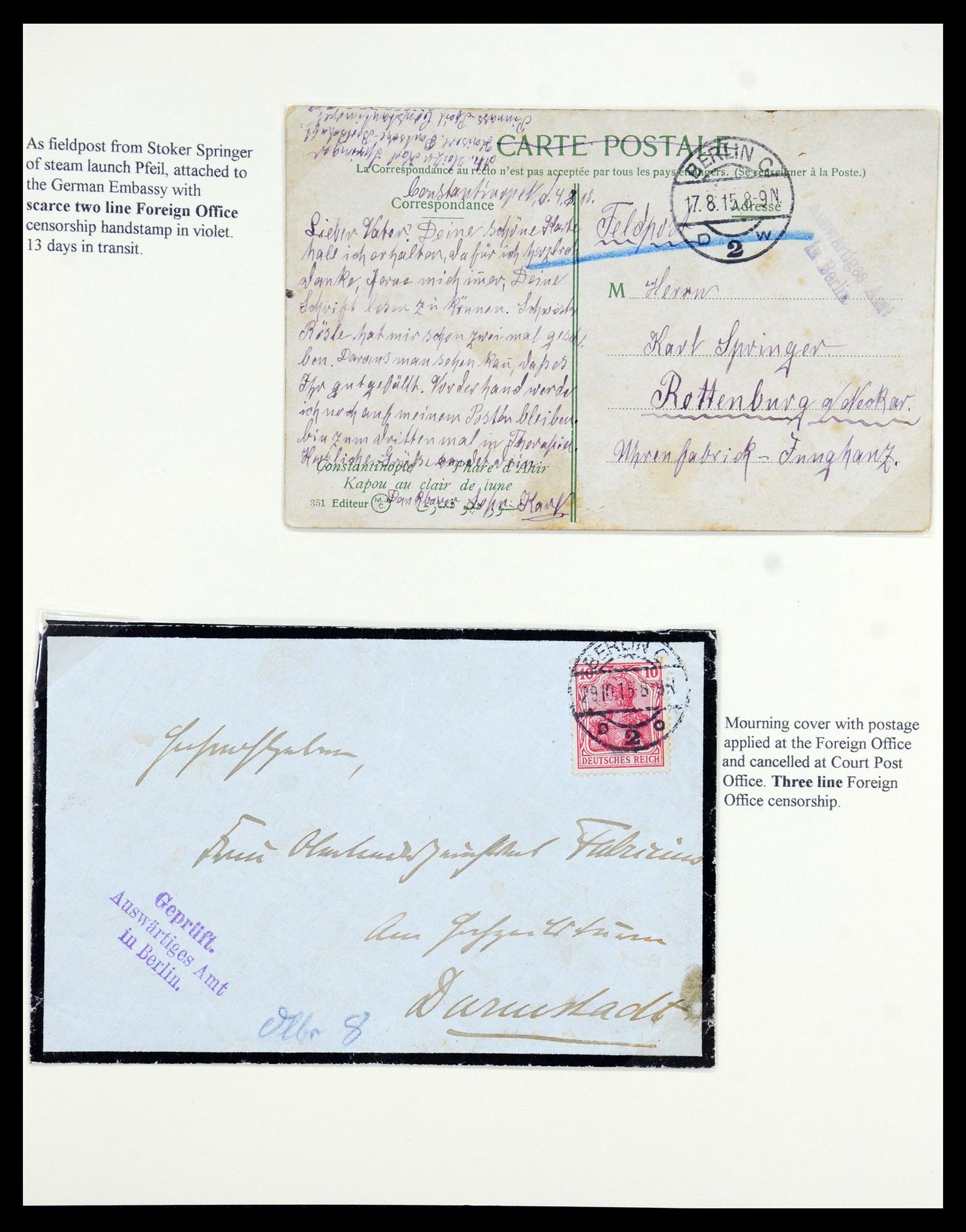 35515 078 - Stamp Collection 35515 Germany covers og Military mission in Turkey 1914
