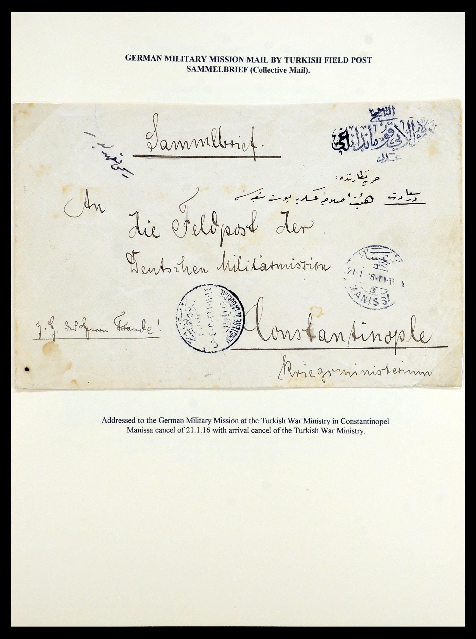 35515 082 - Stamp Collection 35515 Germany covers og Military mission in Turkey 1914
