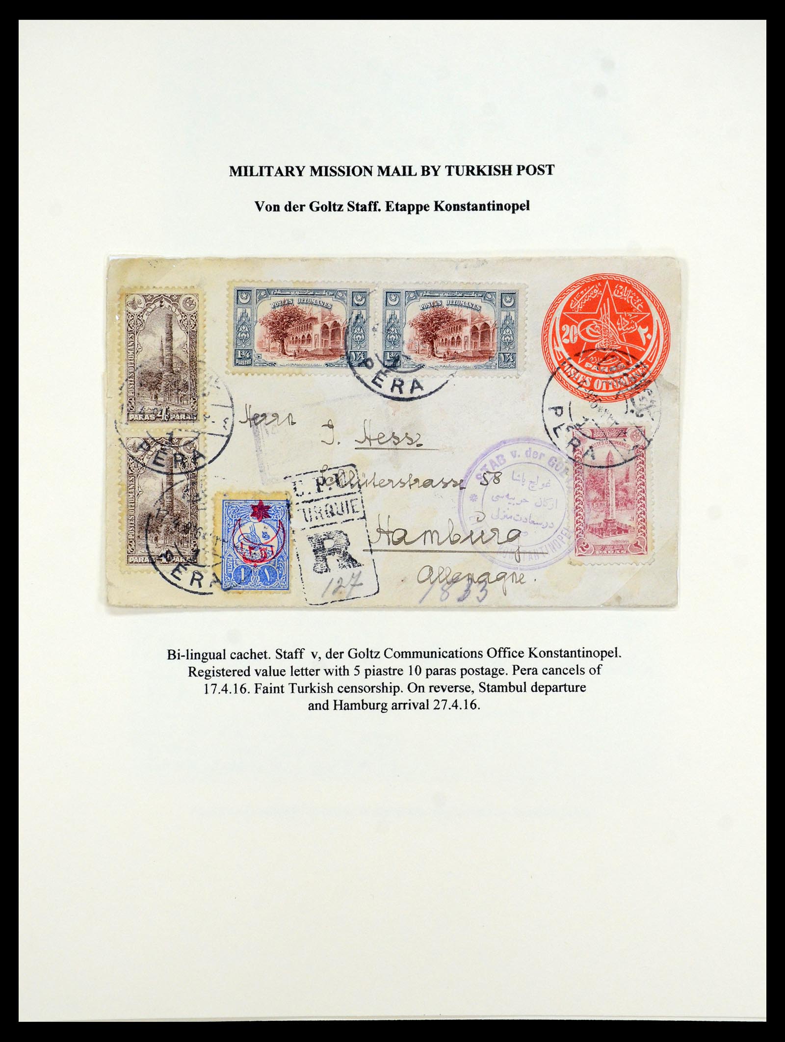 35515 085 - Stamp Collection 35515 Germany covers og Military mission in Turkey 1914