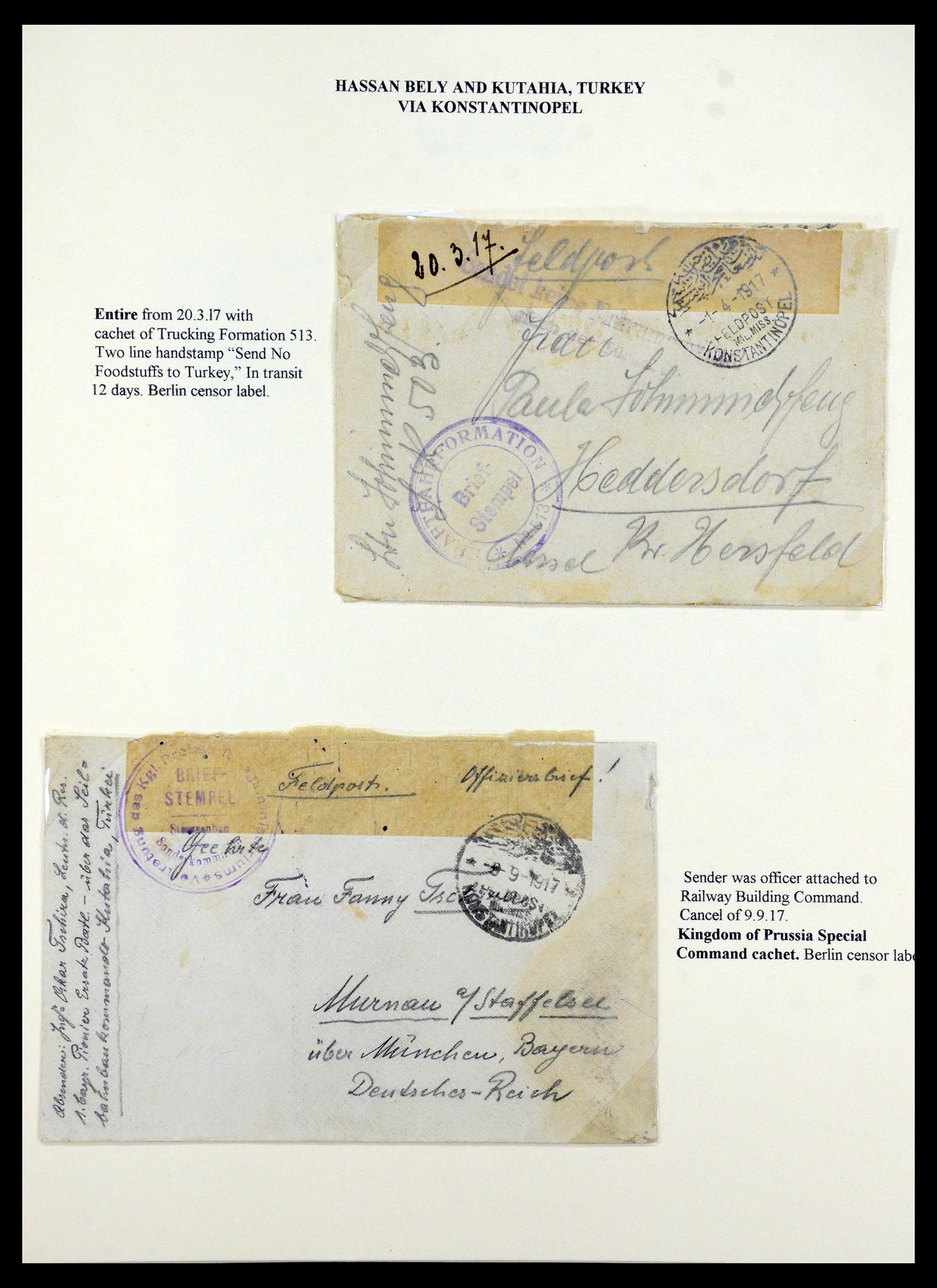 35515 091 - Stamp Collection 35515 Germany covers og Military mission in Turkey 1914