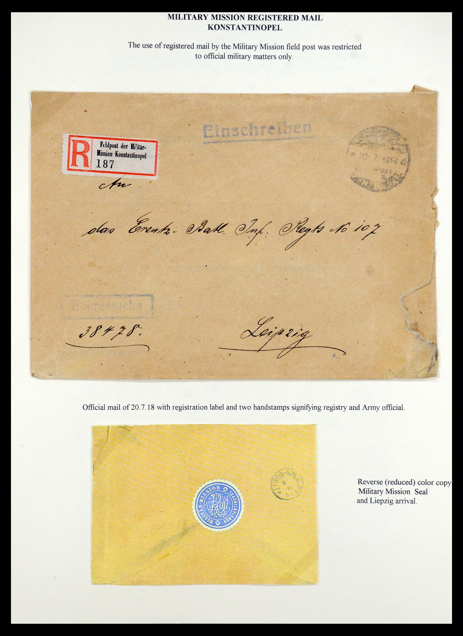 35515 094 - Stamp Collection 35515 Germany covers og Military mission in Turkey 1914