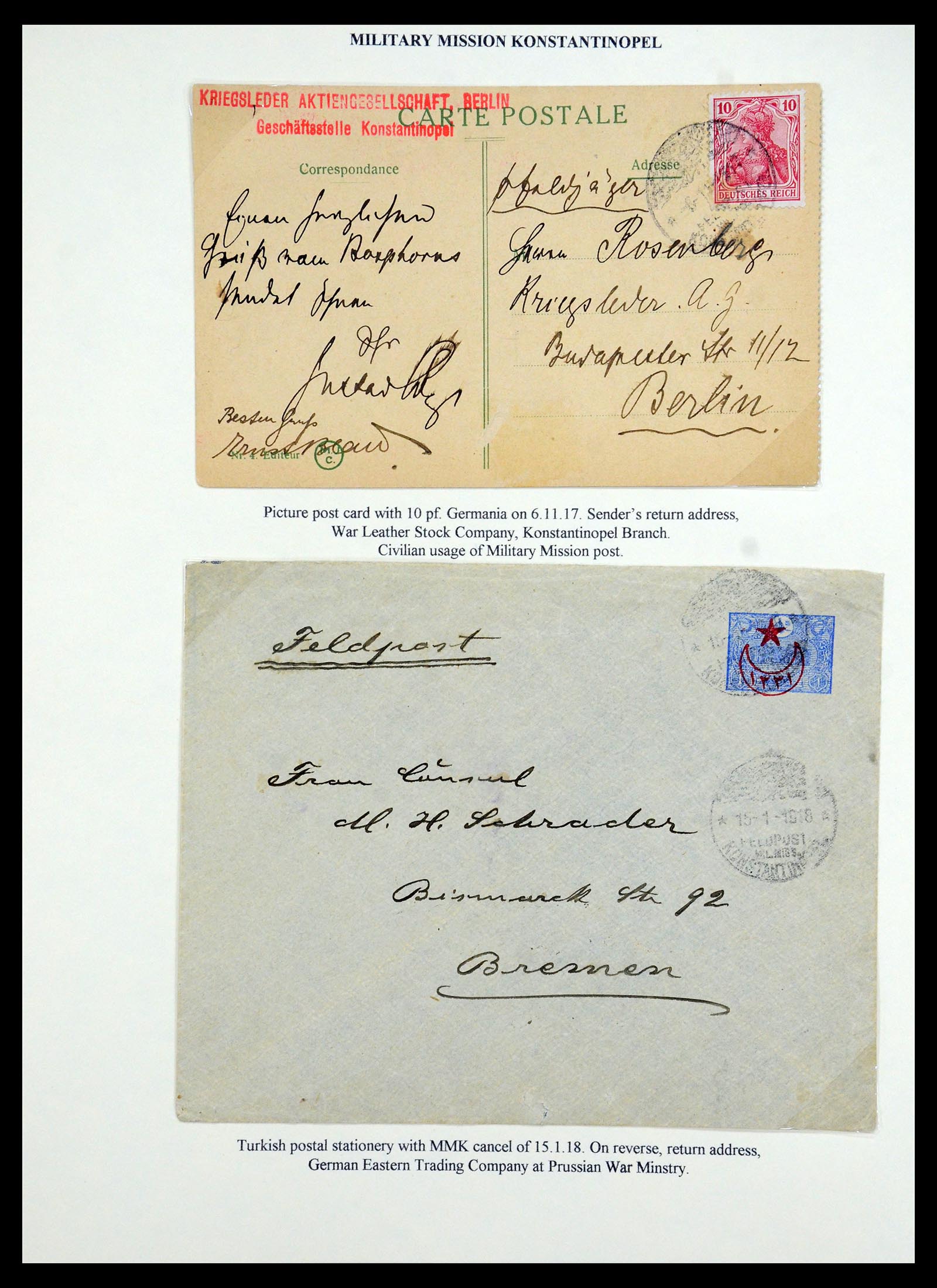 35515 096 - Stamp Collection 35515 Germany covers og Military mission in Turkey 1914