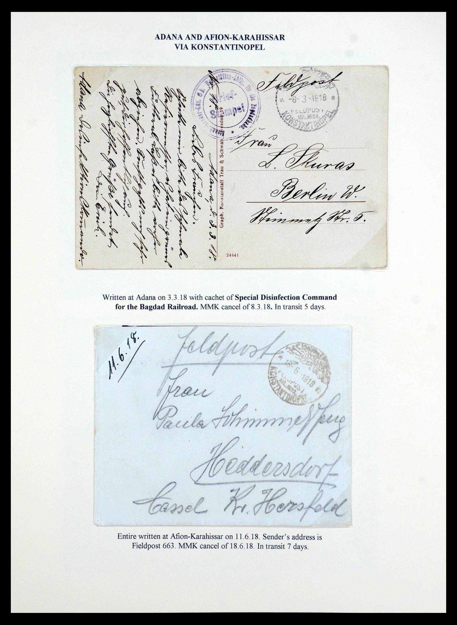 35515 099 - Stamp Collection 35515 Germany covers og Military mission in Turkey 1914