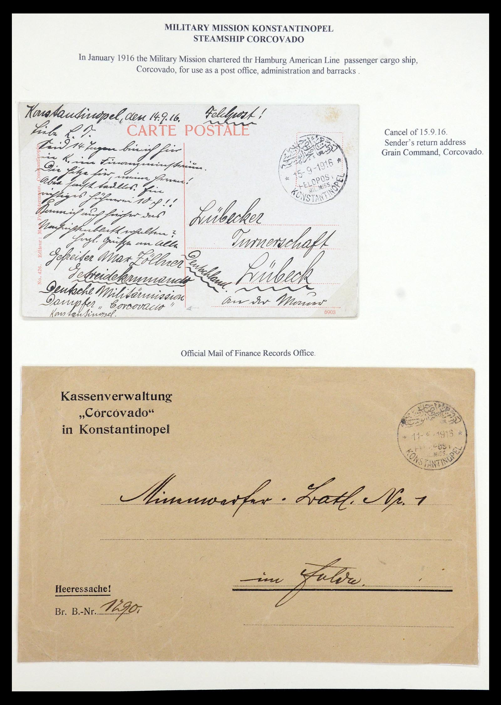 35515 118 - Stamp Collection 35515 Germany covers og Military mission in Turkey 1914