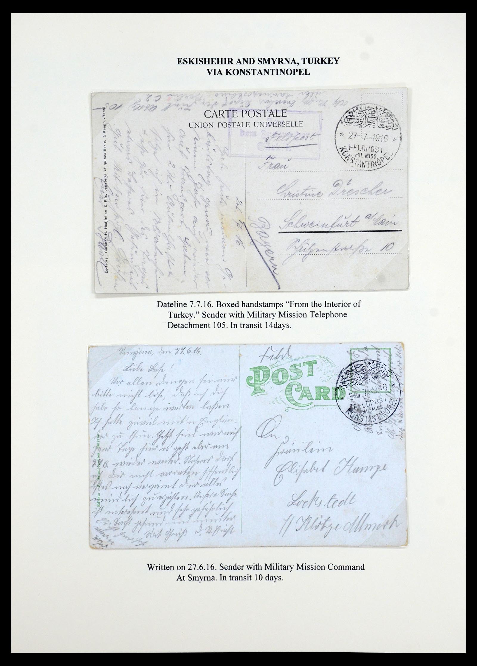 35515 123 - Stamp Collection 35515 Germany covers og Military mission in Turkey 1914