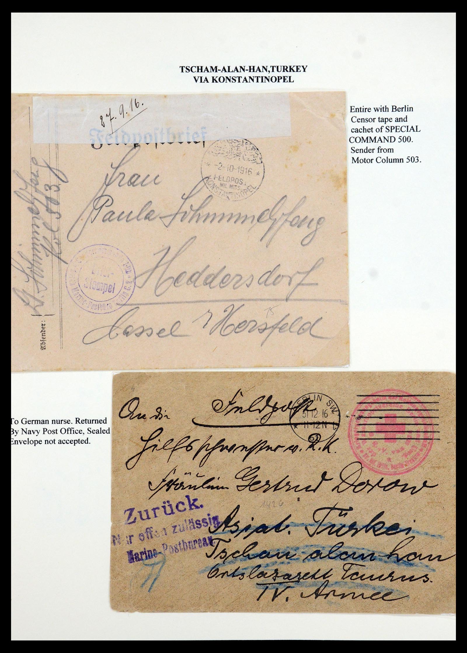 35515 125 - Stamp Collection 35515 Germany covers og Military mission in Turkey 1914