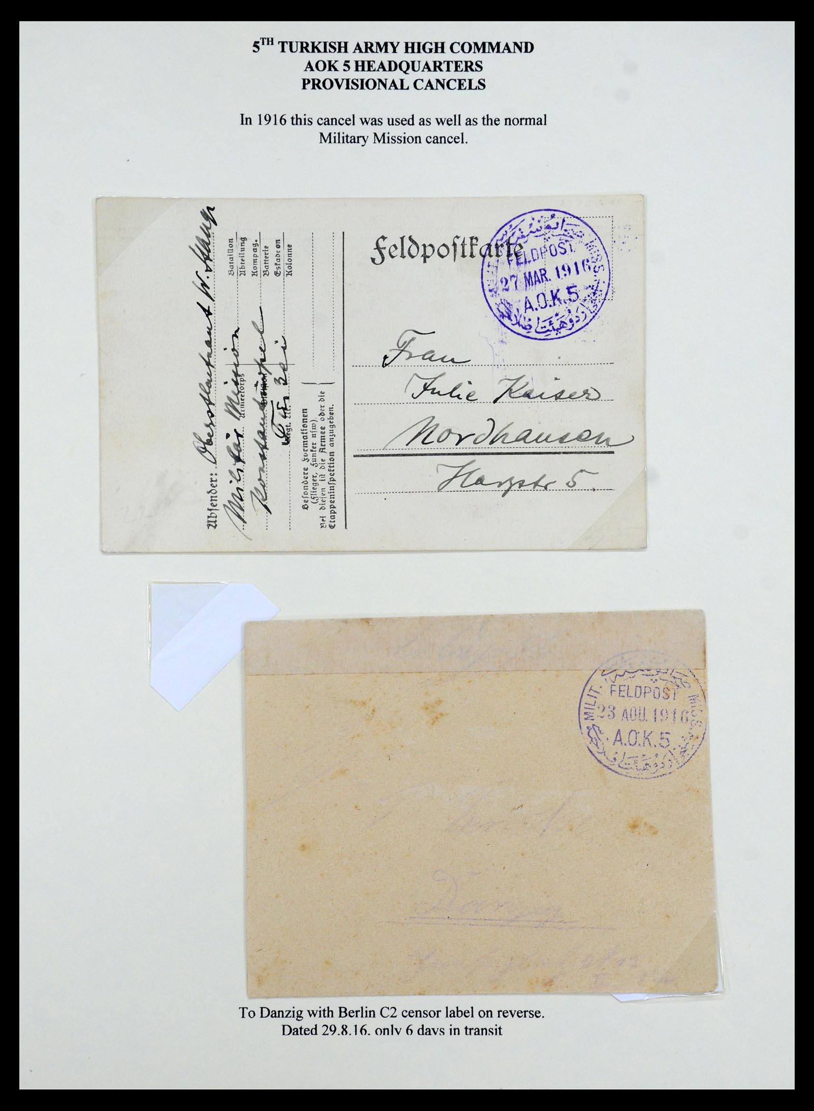 35515 127 - Stamp Collection 35515 Germany covers og Military mission in Turkey 1914