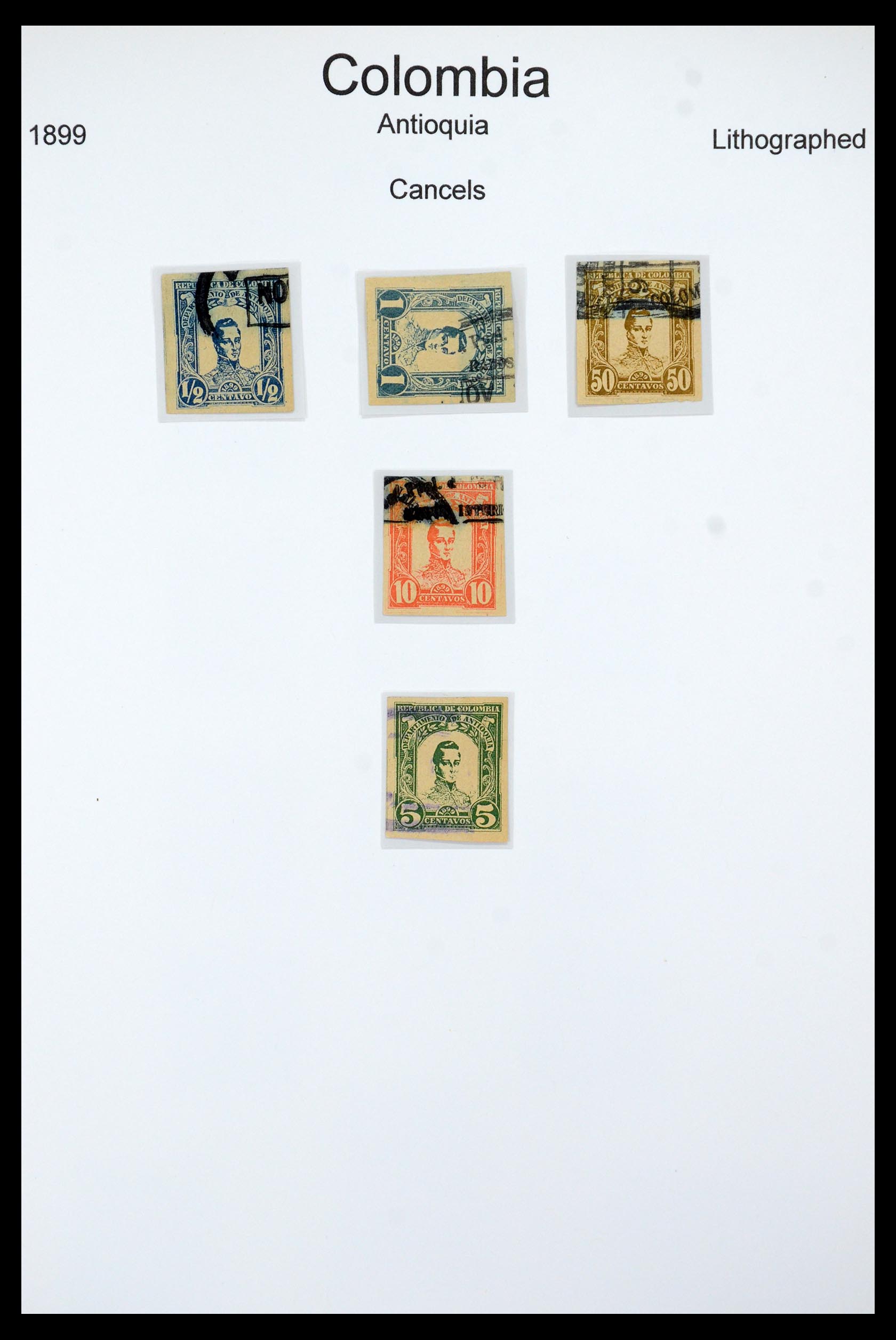 35519 004 - Postzegelverzameling 35519 Colombia Antioquia 1899.